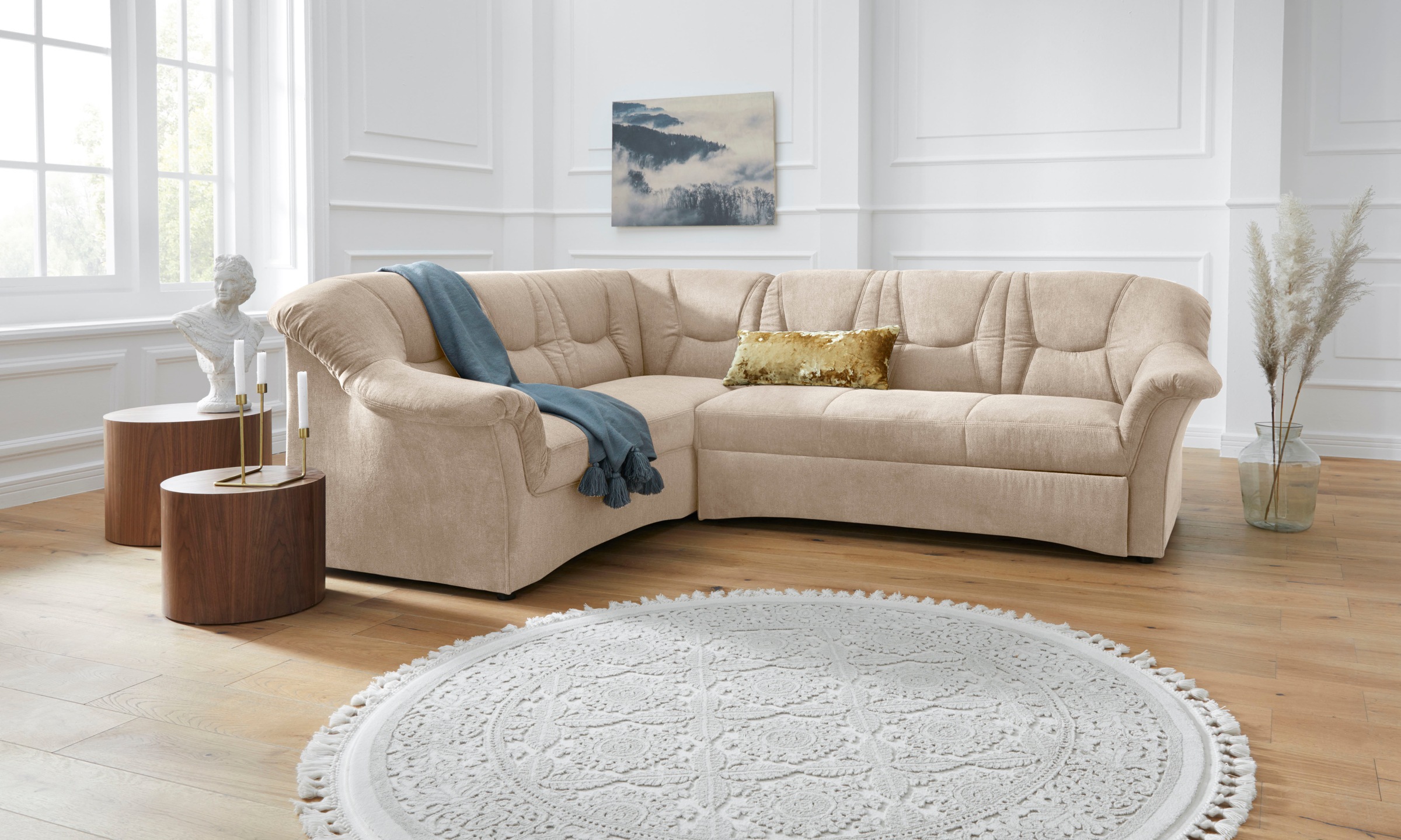 DOMO collection 1100000002199 "SARAFINA 240x190 cm, auch mit Federkern für mehr Sitzkomfort" whlw. mit Bettfunktion, elegantes Design, L-Form