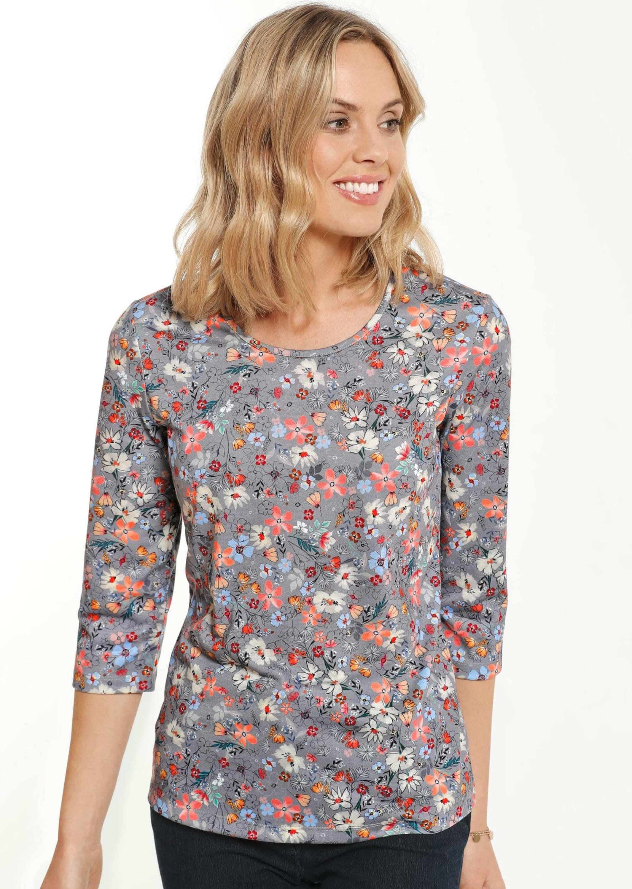 GOLDNER Print-Shirt »Druckshirt Raffiniertes Druckshirt mit 3/4-Arm«