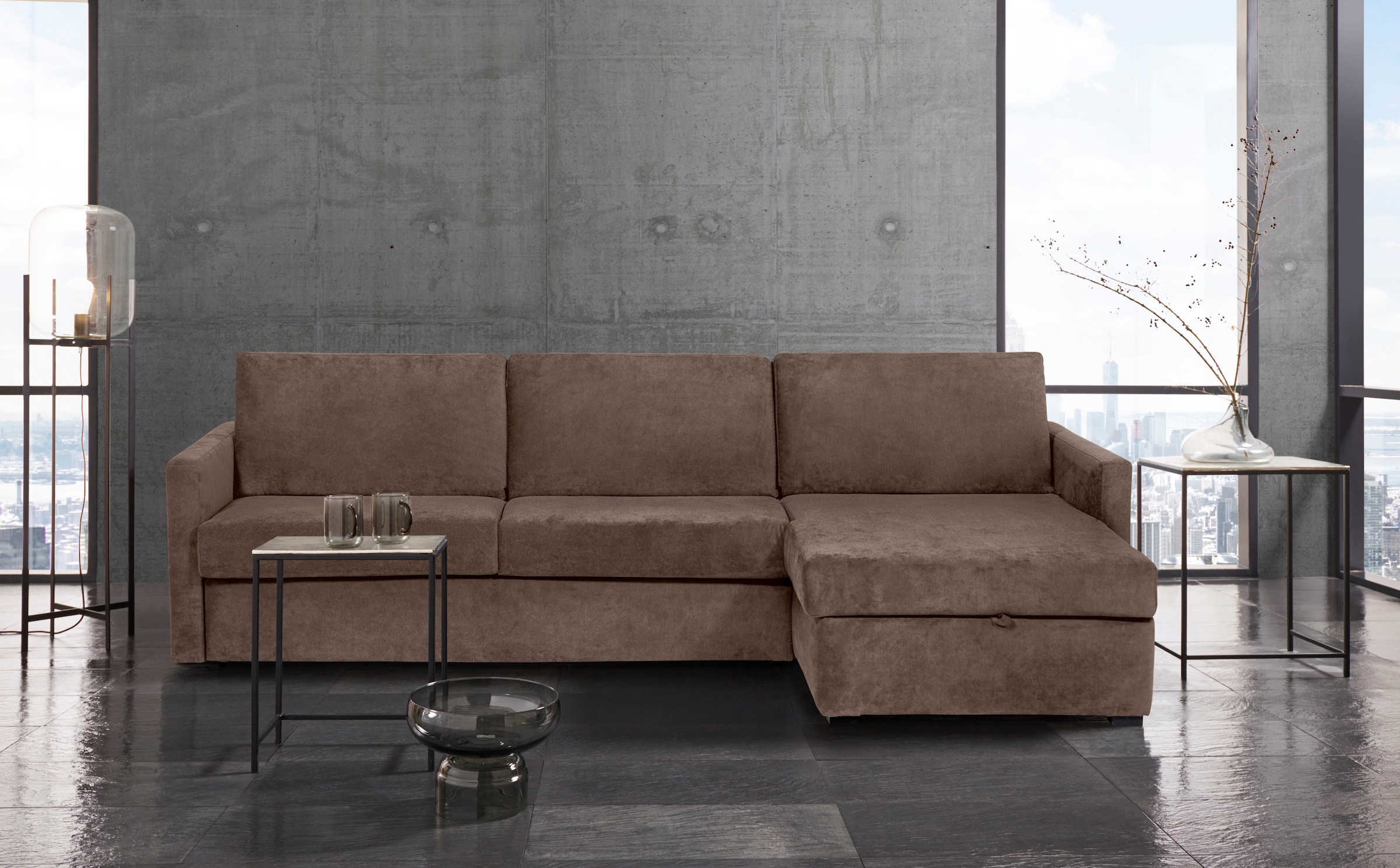 OTTO home Schlafsofa "GOLDPOINT Ecksofa 264 cm, Liegefläche (140/200cm), L-Form" Bettfunktion, Bonell-Federkernmatratze und Dauerschläfer-Funktion