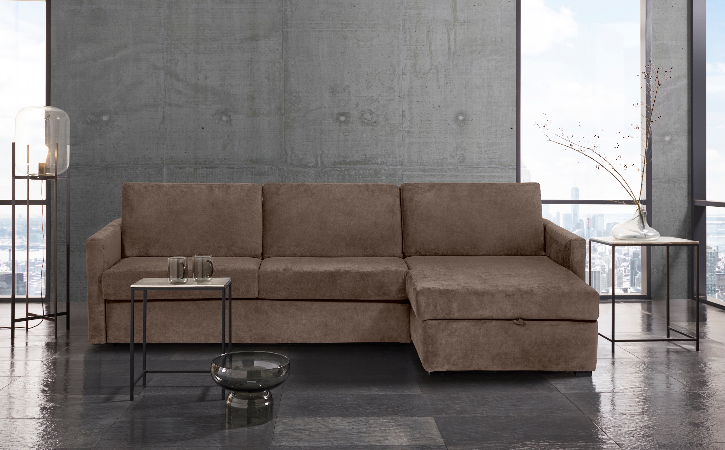 Places of Style Schlafsofa "GOLDPOINT Ecksofa 264 cm, Liegefläche (140/200cm), L-Form,", Bettfunktion, Bonell-Federkernm