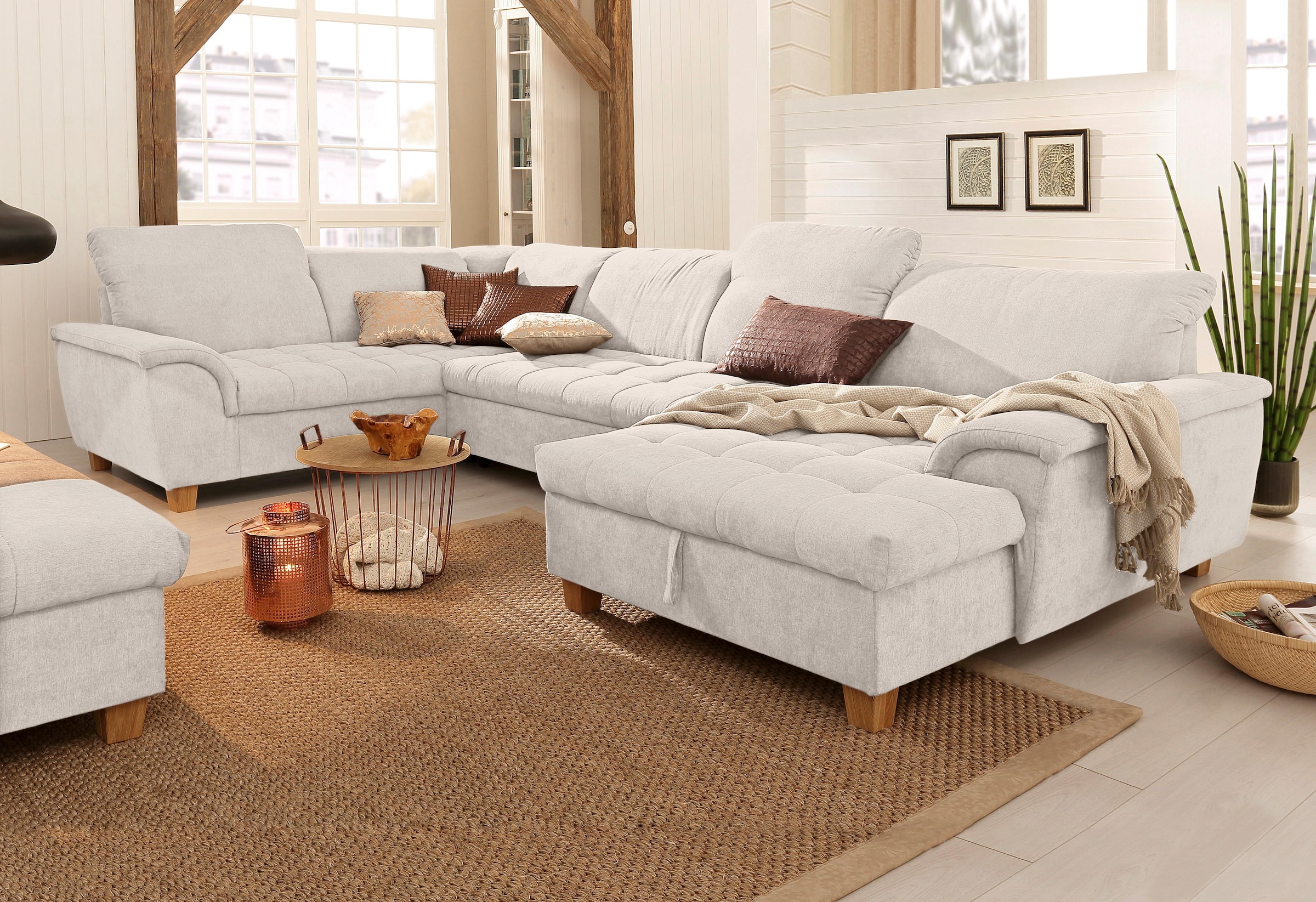 Home affaire Wohnlandschaft "Lyla U-Form" wahlweise mit Rückenfunktion und günstig online kaufen