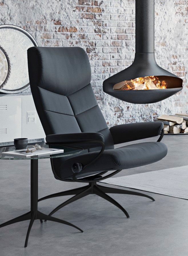 Stressless® Relaxsessel »Dublin«, (Set, Relaxsessel mit Hocker), mit Hocker, High Back, mit Star Base, Gestell Schwarz