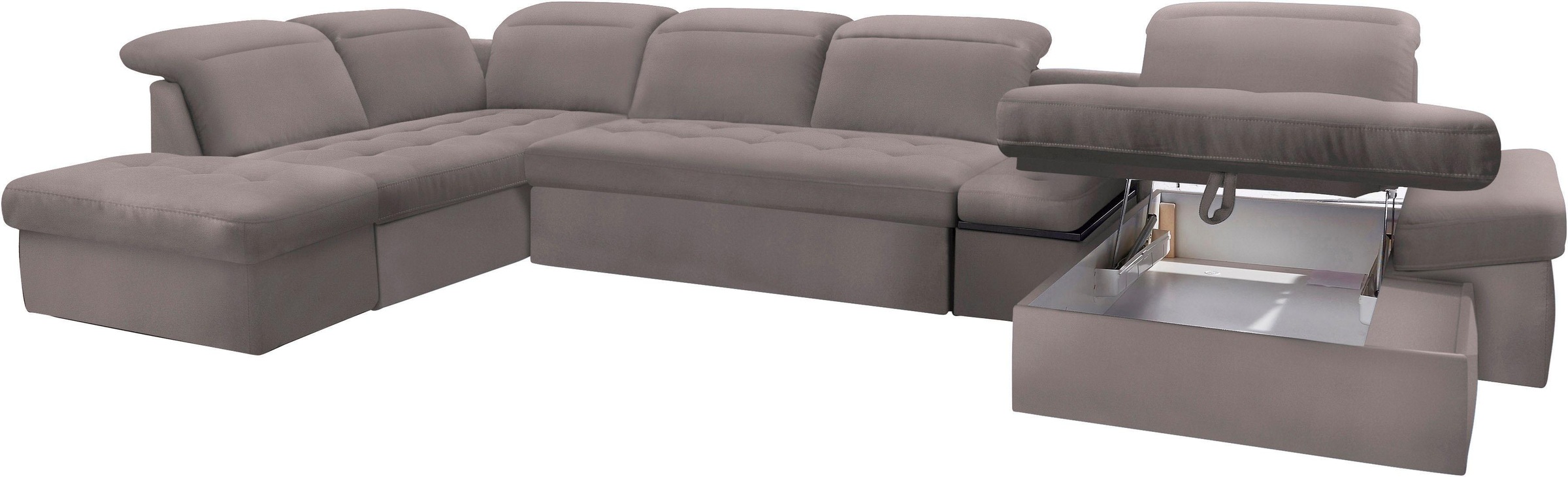 sit&more Wohnlandschaft »Stardust U-Form«, inklusive Kopfteilverstellung, Armlehnenfunktion und Tischelement