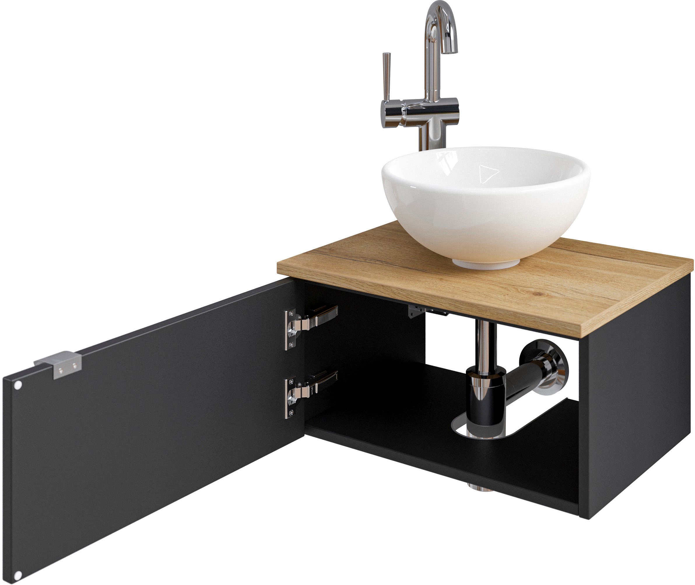 Saphir Waschtisch »Serie 6915 Waschschale mit Unterschrank für Gästebad, Gäste WC«, 51 cm breit, 1 Tür, Waschtischplatte, kleine Bäder, ohne Armatur