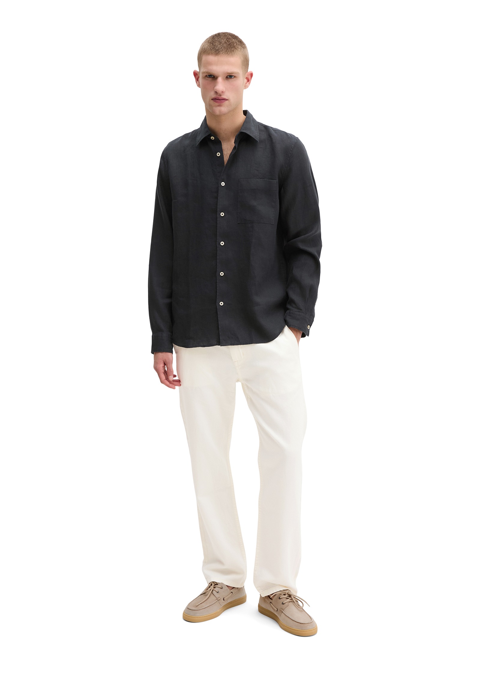Marc O'Polo Men's Linen Shirt Black XL 6