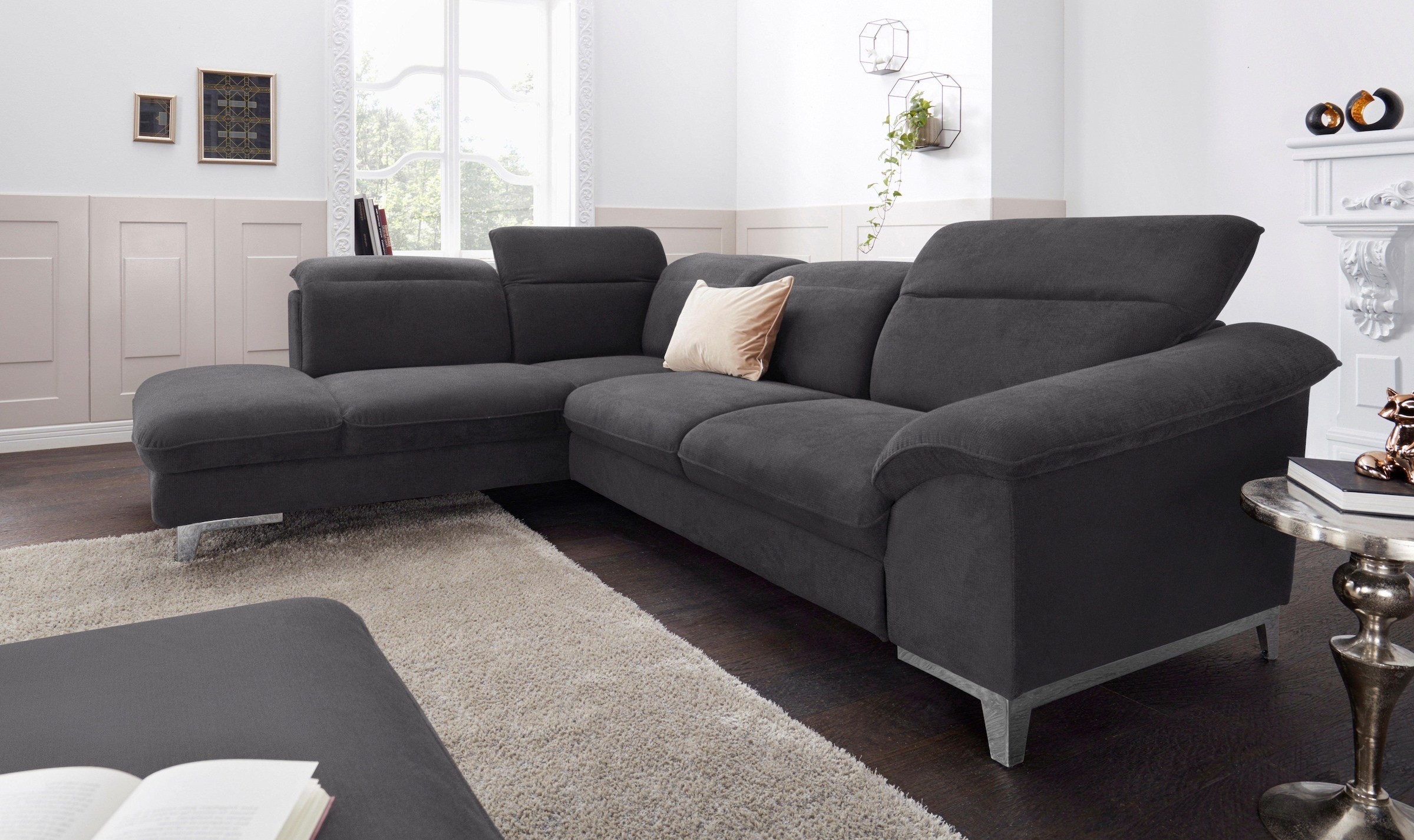 Polstergarnitur »Teresa«, (Set), Set: bestehend aus Ecksofa und Hocker, Ecksofa...