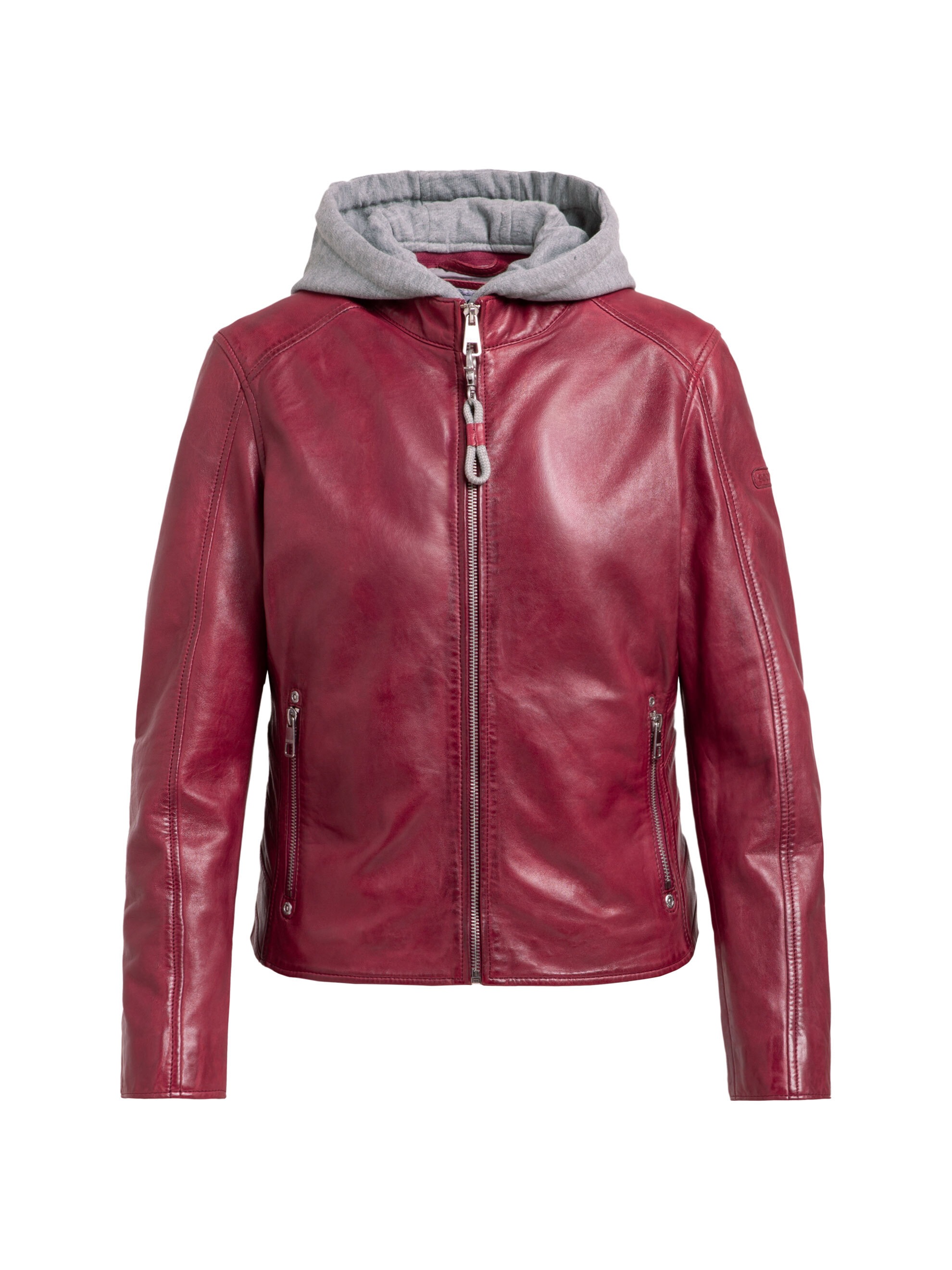 SOCCX Lederjacke mit Kapuze mit Reißverschluss an den Einschubtaschen