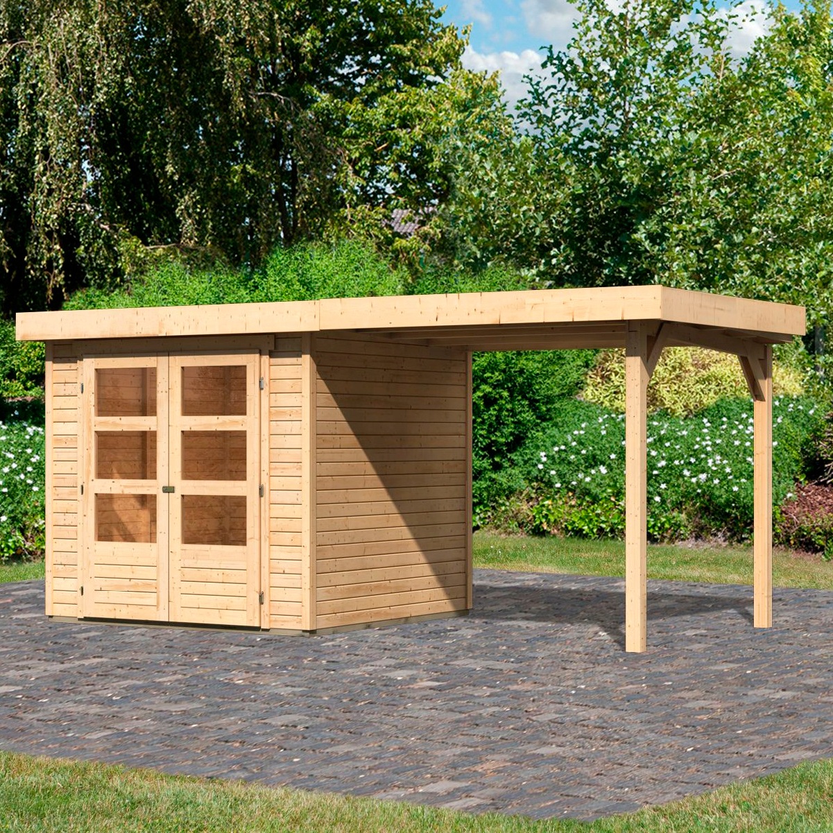 Karibu Gartenhaus »Askola 2«, mit Anbaudach kaufen
