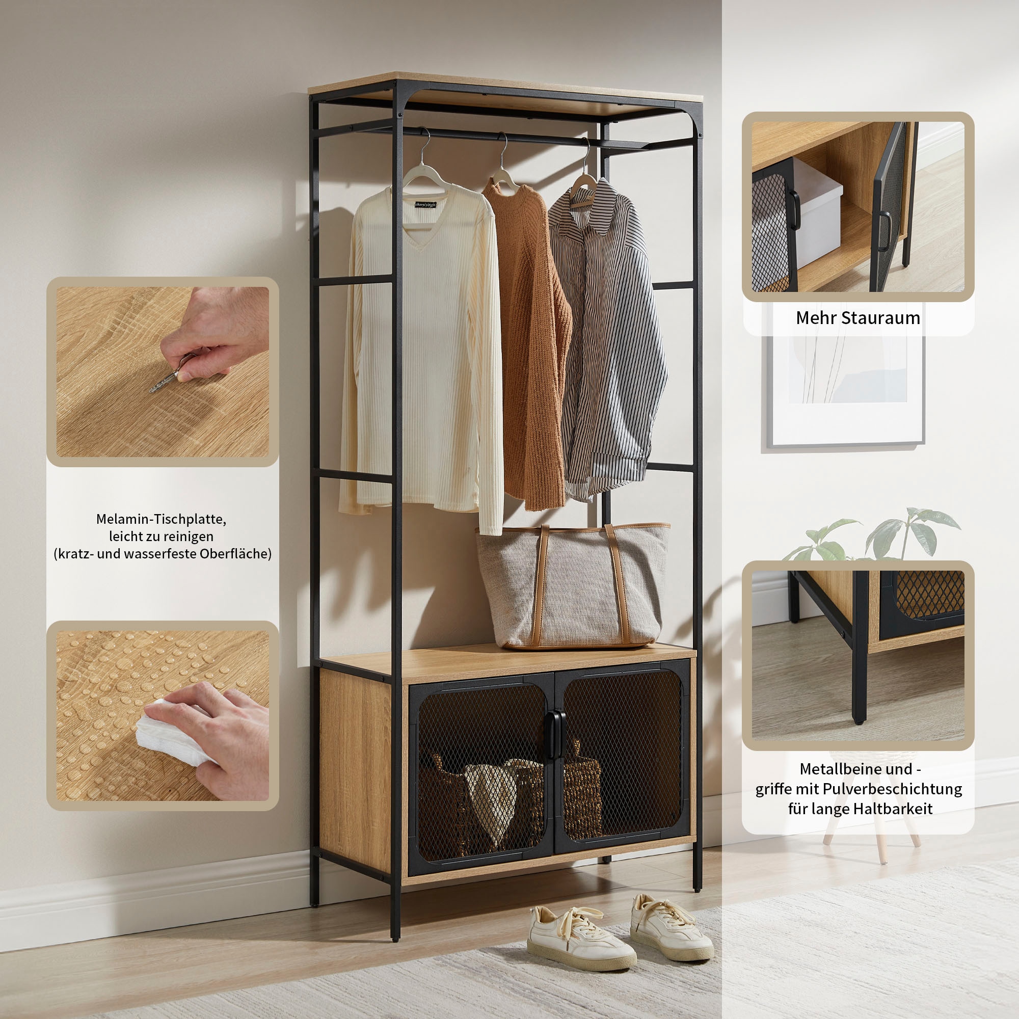 OTTO home Regal »Amance« robust, natürliche Materialien, Metallgestell, Höhe 177 cm