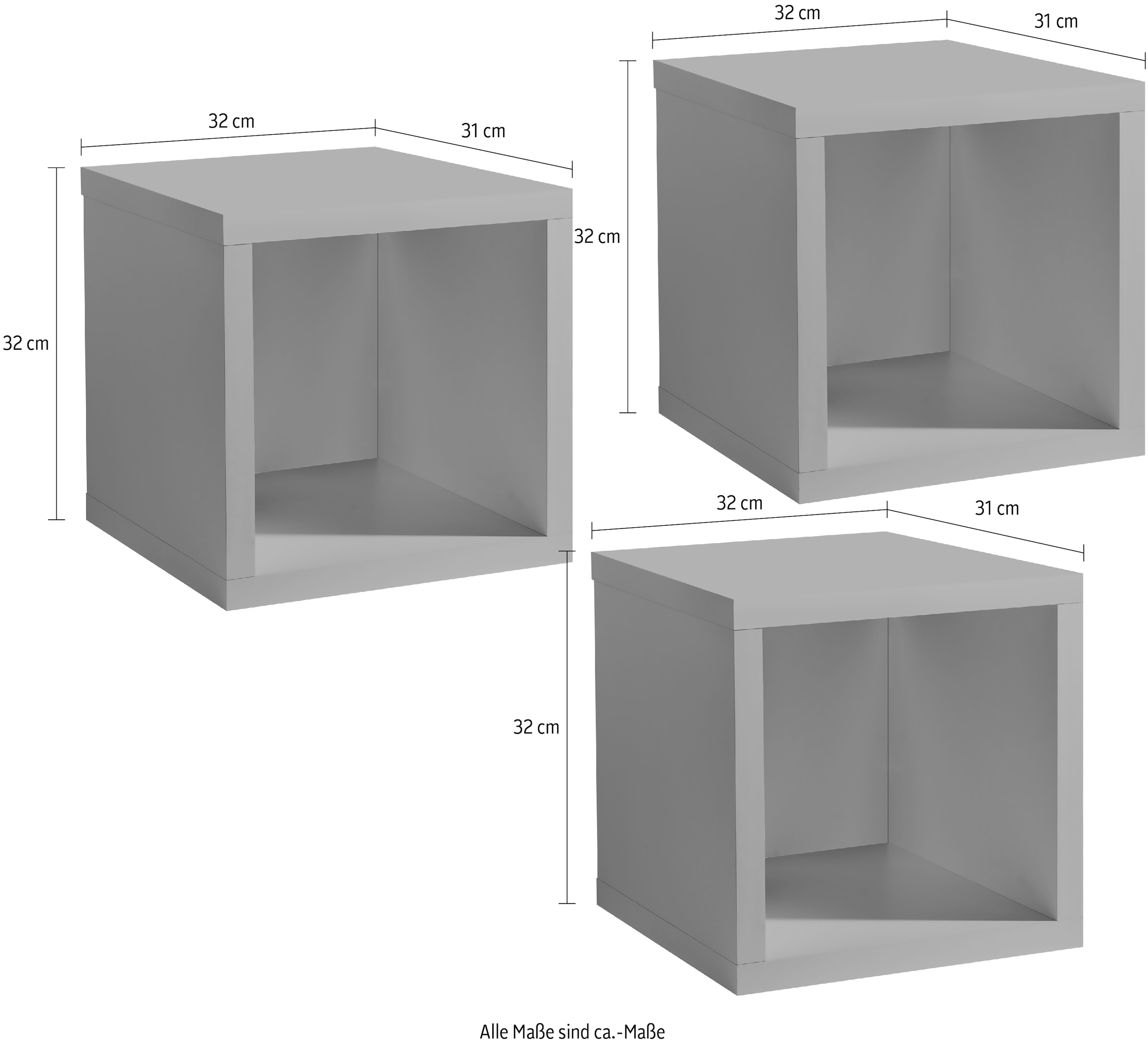 Mäusbacher Regalwürfel »Bonnie«, Mäusbacher 3er Set Würfel, 32cm, beliebig montierbar