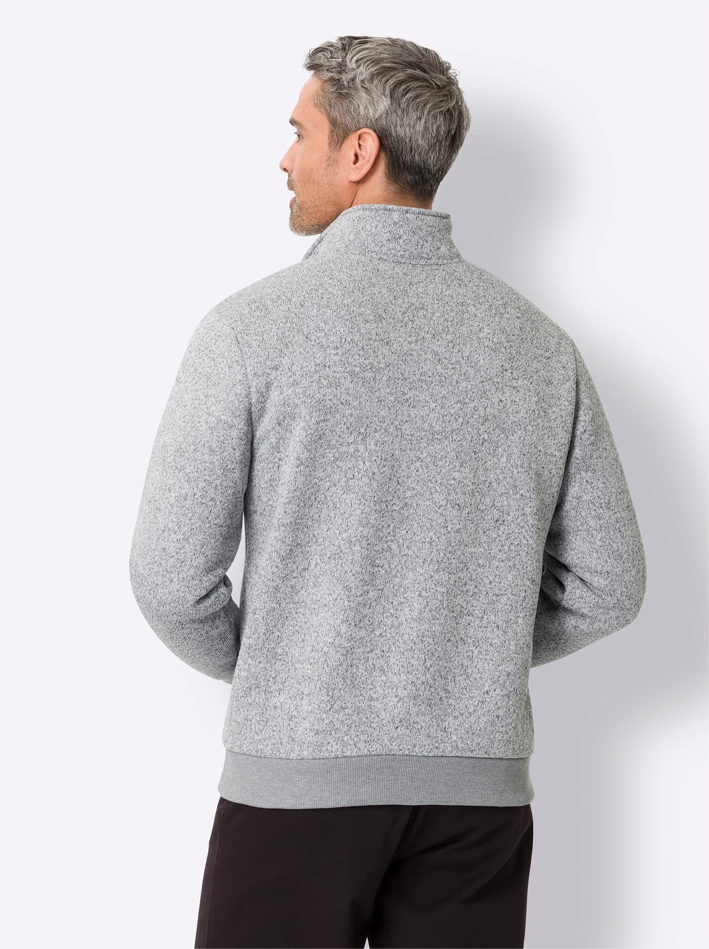 Classic Men Knit Fleece Jacket Light Gray 52/54 2