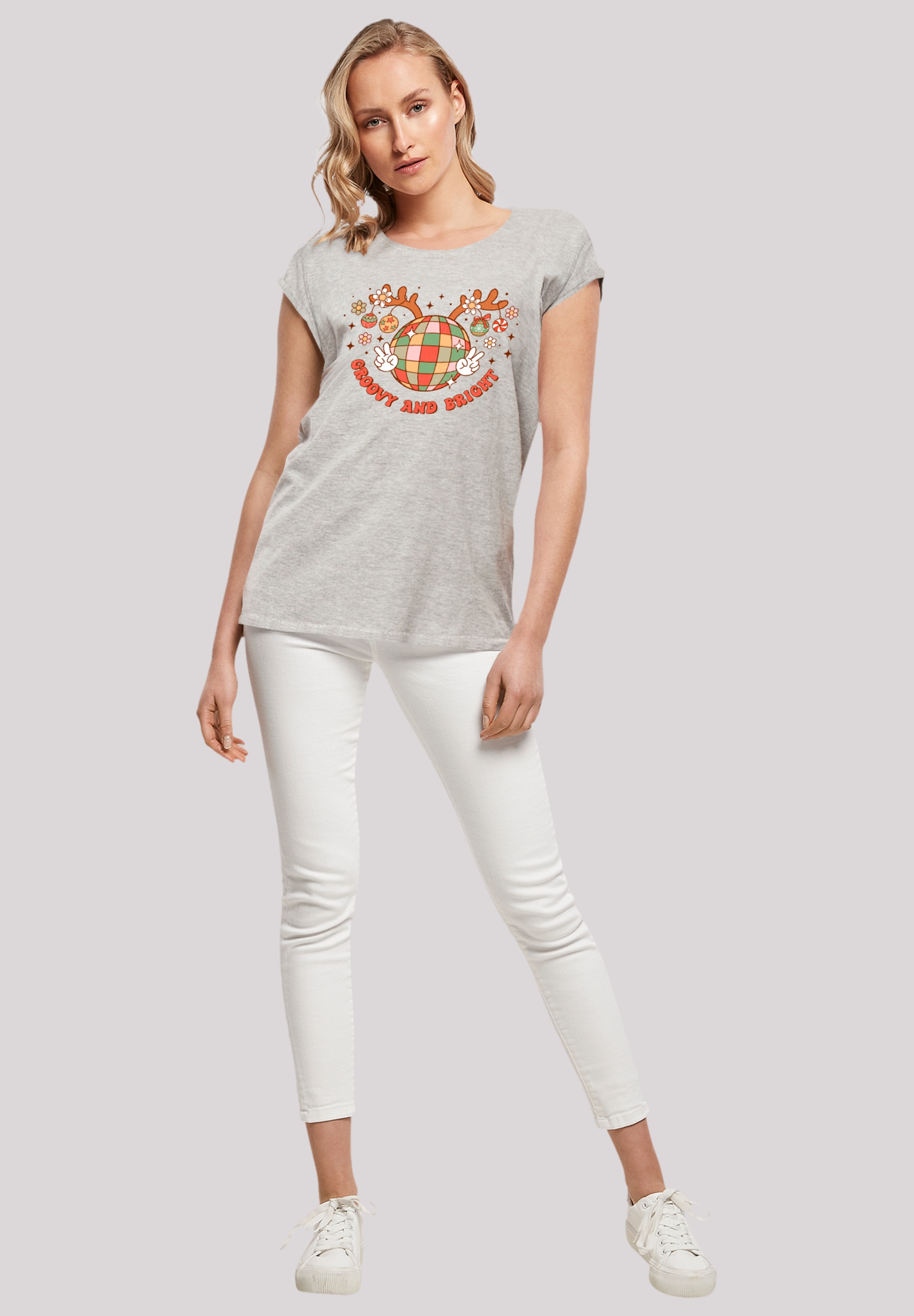 F4NT4STIC T-Shirt »Bright Weihnachten Disco Deer« Premium Qualität, Weihnachts-Kollection