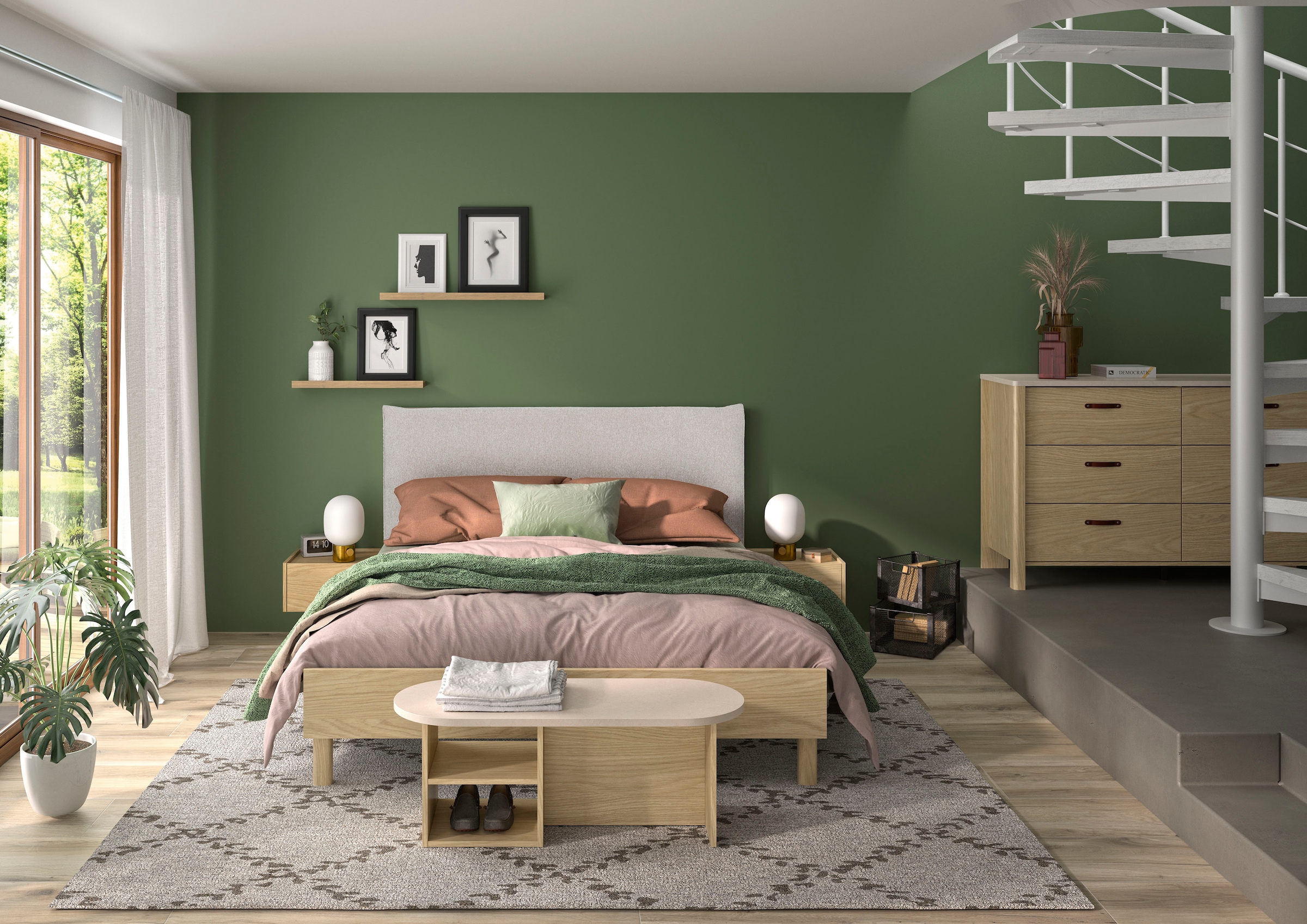 Gami Schlafzimmer-Set »Schlazimmer-Set N°1 Auriol«, (5 tlg.), Praktisches, elegantes und modernes Schlafzimmer