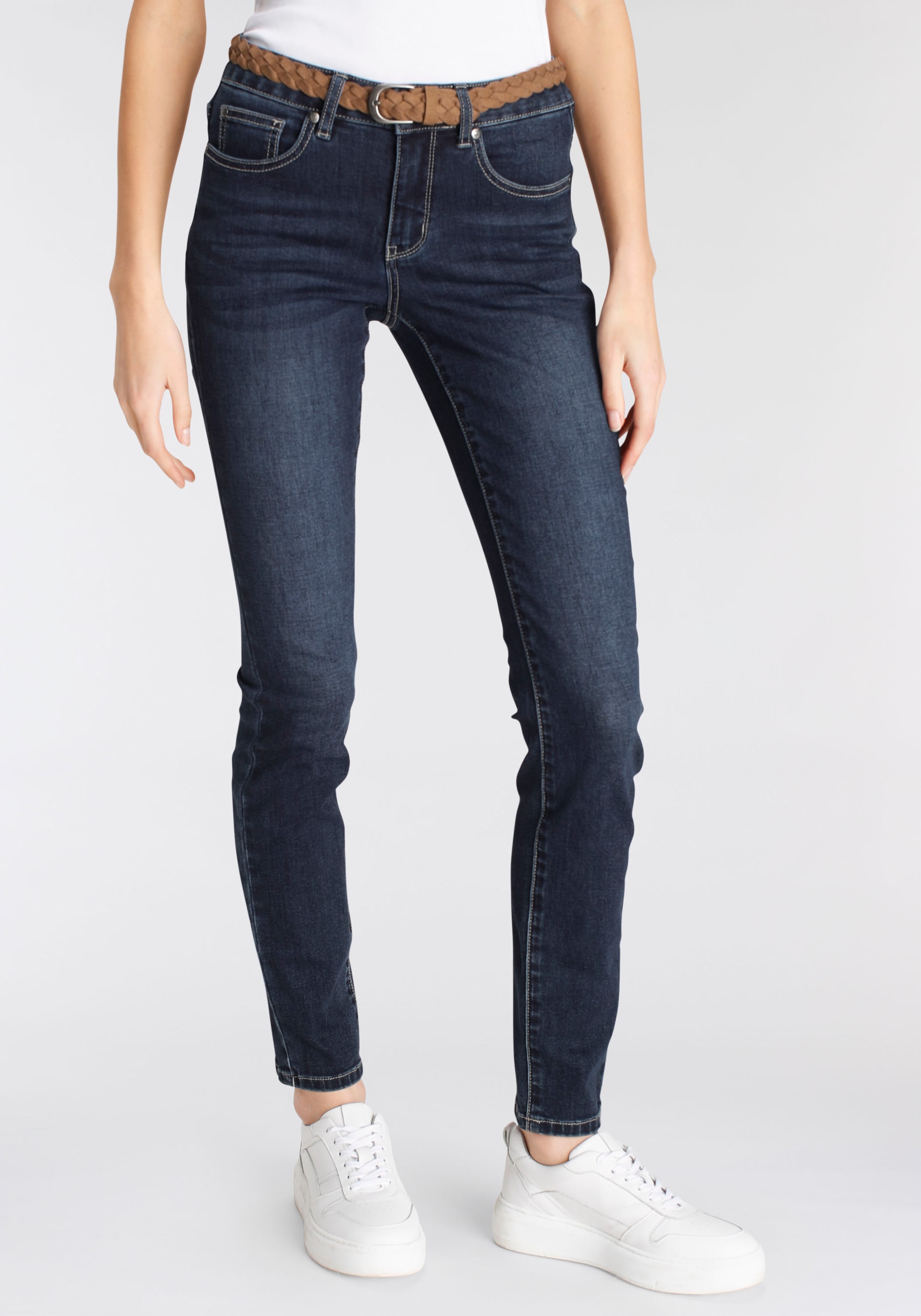 DELMAO Slim-fit-Jeans, (Set, BAUR für mit ---NEUE modischem kaufen Flechtgürtel 2 mit Gürtel), MARKE! tlg., 