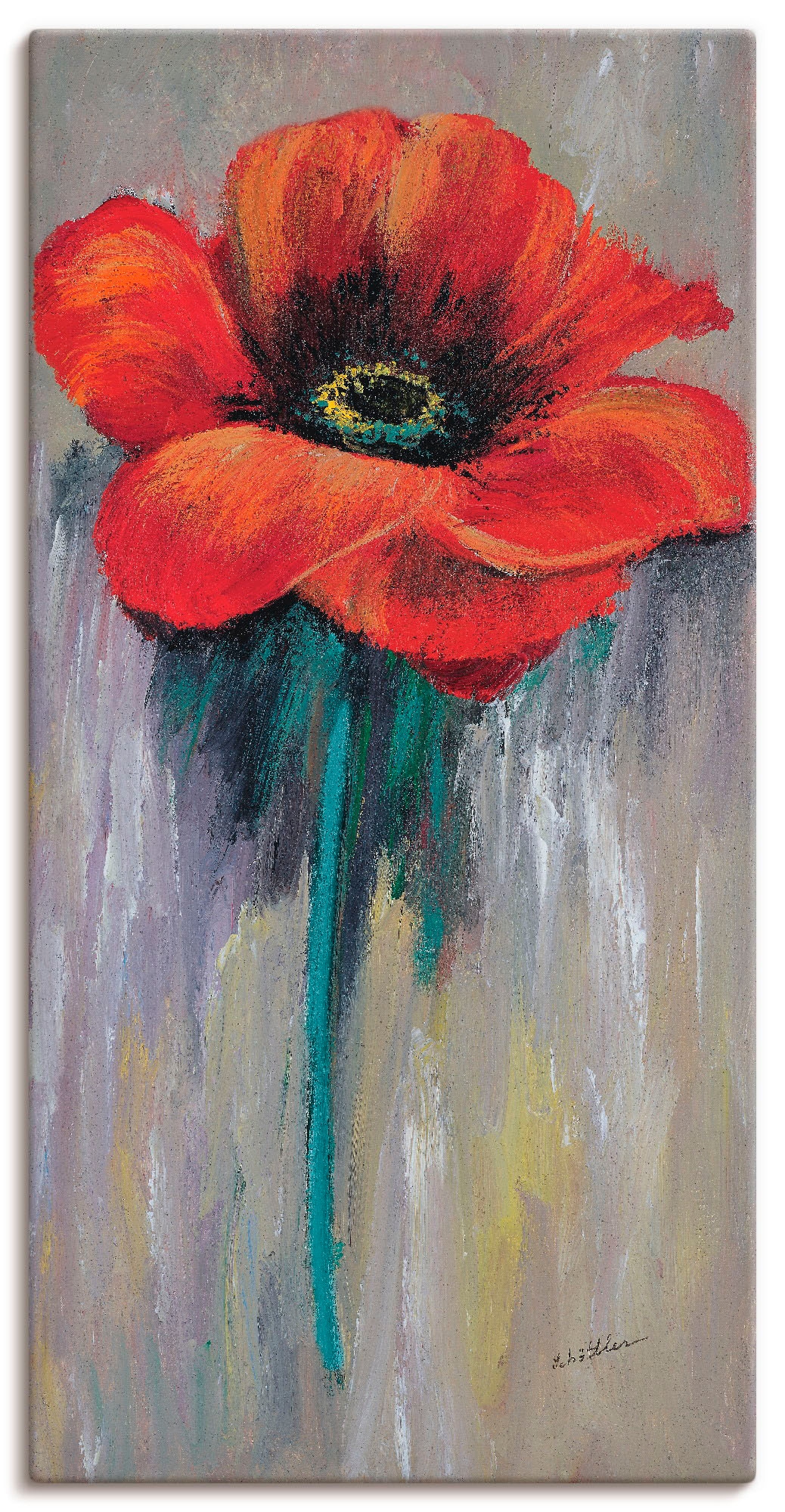 Artland Leinwandbild "Roter Mohn II", Blumen, (1 St.), auf Keilrahmen gespannt