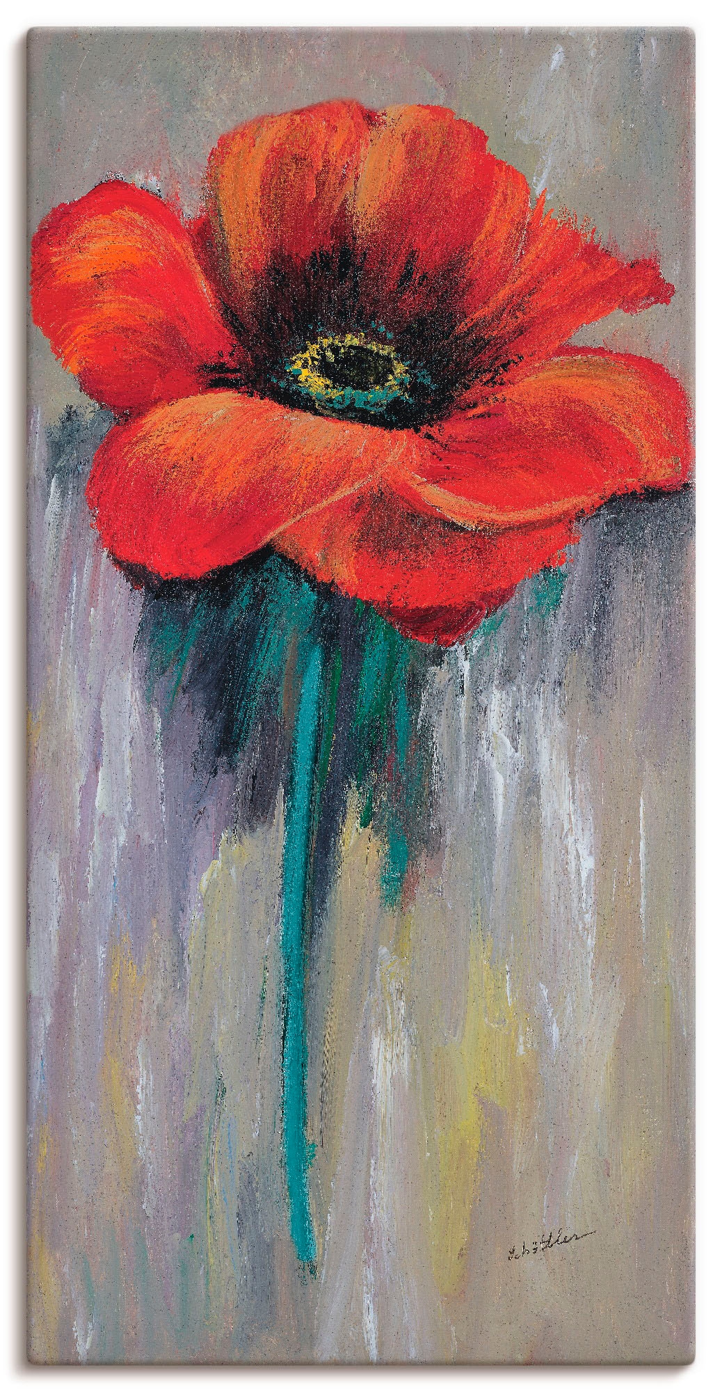Artland Leinwandbild "Roter Mohn II" Blumen 1 Stk. tlg. auf Keilrahmen gesp günstig online kaufen