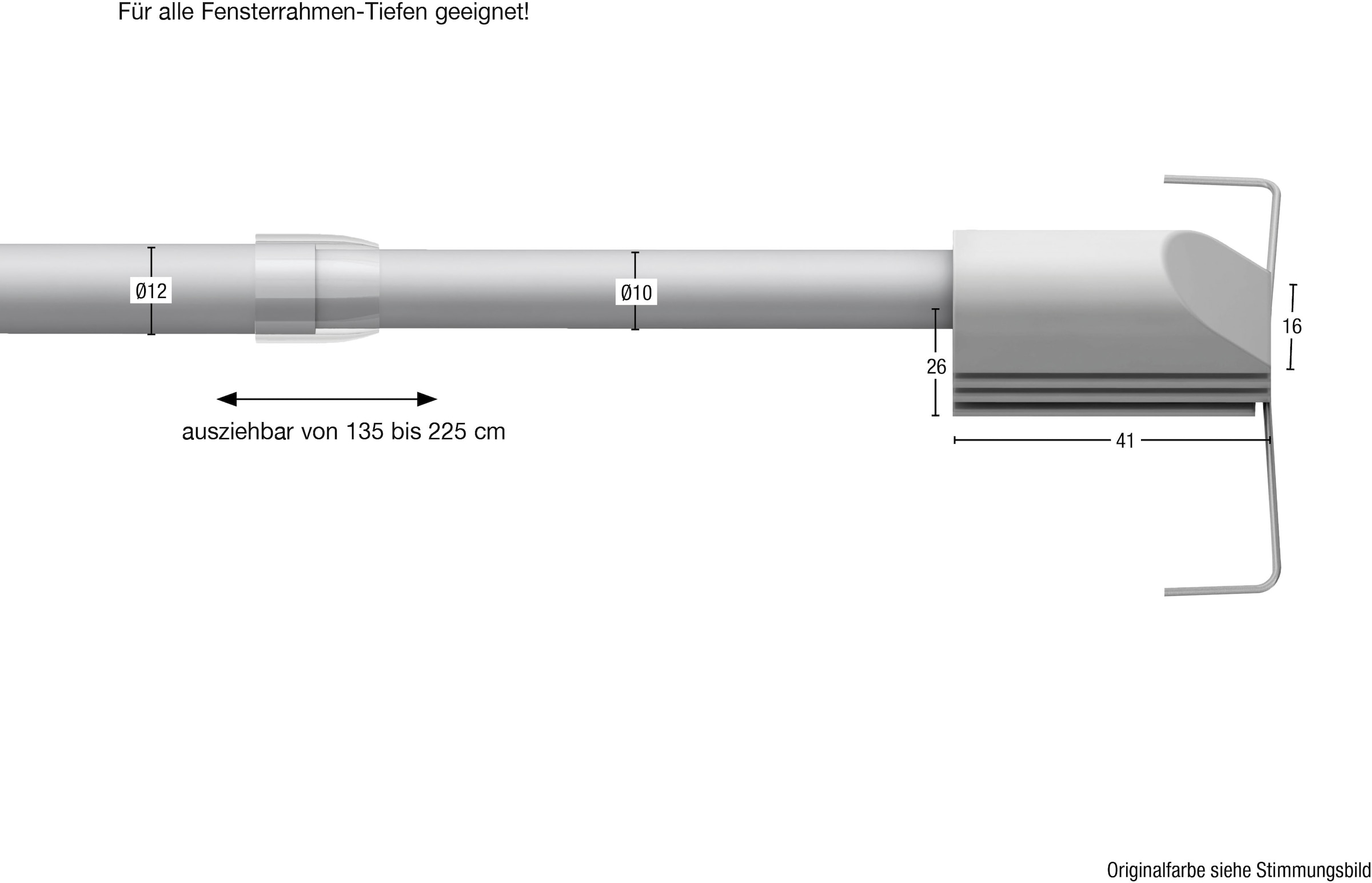 GARESA Scheibenstange »ø 12 mm"«, ausziehbar, Montage am Fensterrahmen, ausziehbar, Klemmfunktion, ohne Bohren