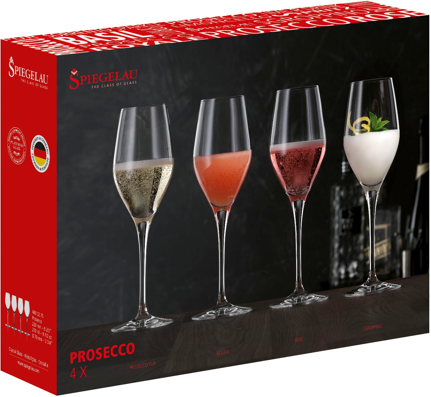 SPIEGELAU Champagnerglas »Special Glasses«, (Set, 4 tlg., Set bestehend aus 4 Gläsern), 270 ml, 4-teilig