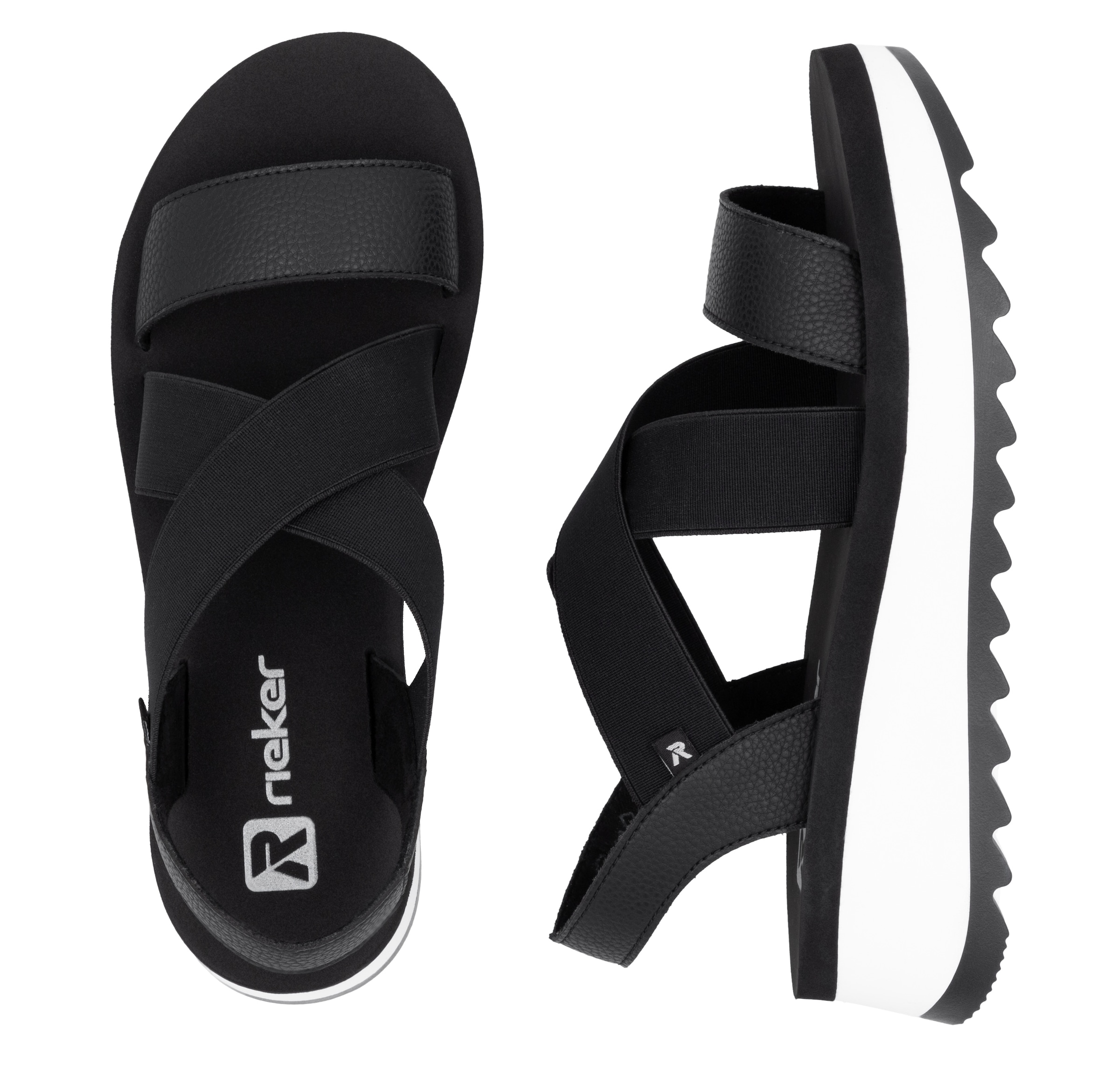 RIEKER Sport Plateausandale, Riemchensandalette, Sommerschuh, Schlupfschuh mit Gummizügen