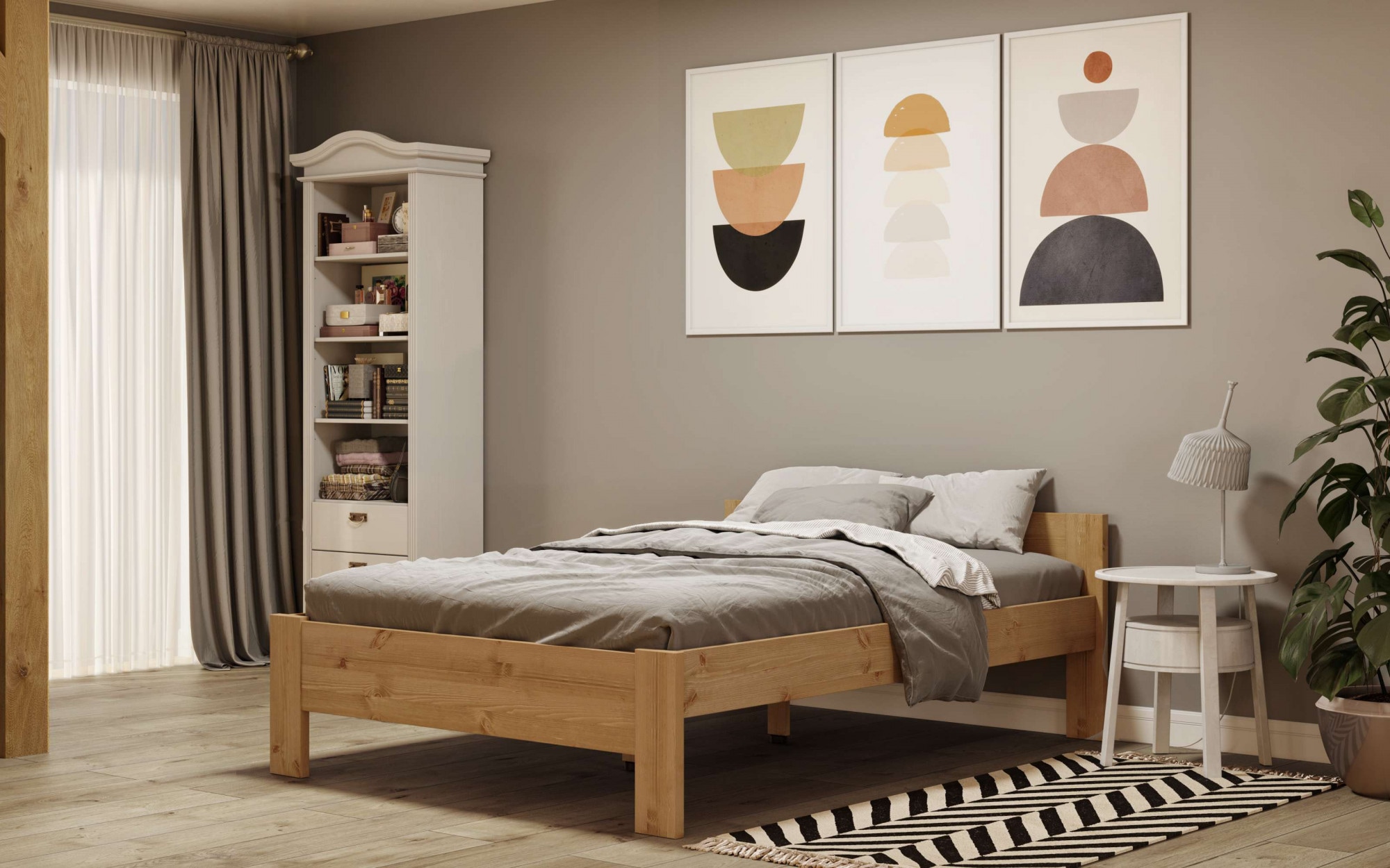 Home affaire Massivholzbett »Hero, hohe Belastbarkeit, FSC®-zertifizierte Kiefer«, (Breite/Belastbarkeit 140cm/180 KG, 90cm/=120 KG), aus massiver Kiefer, inklusive Lattenrost, zeitloses Design