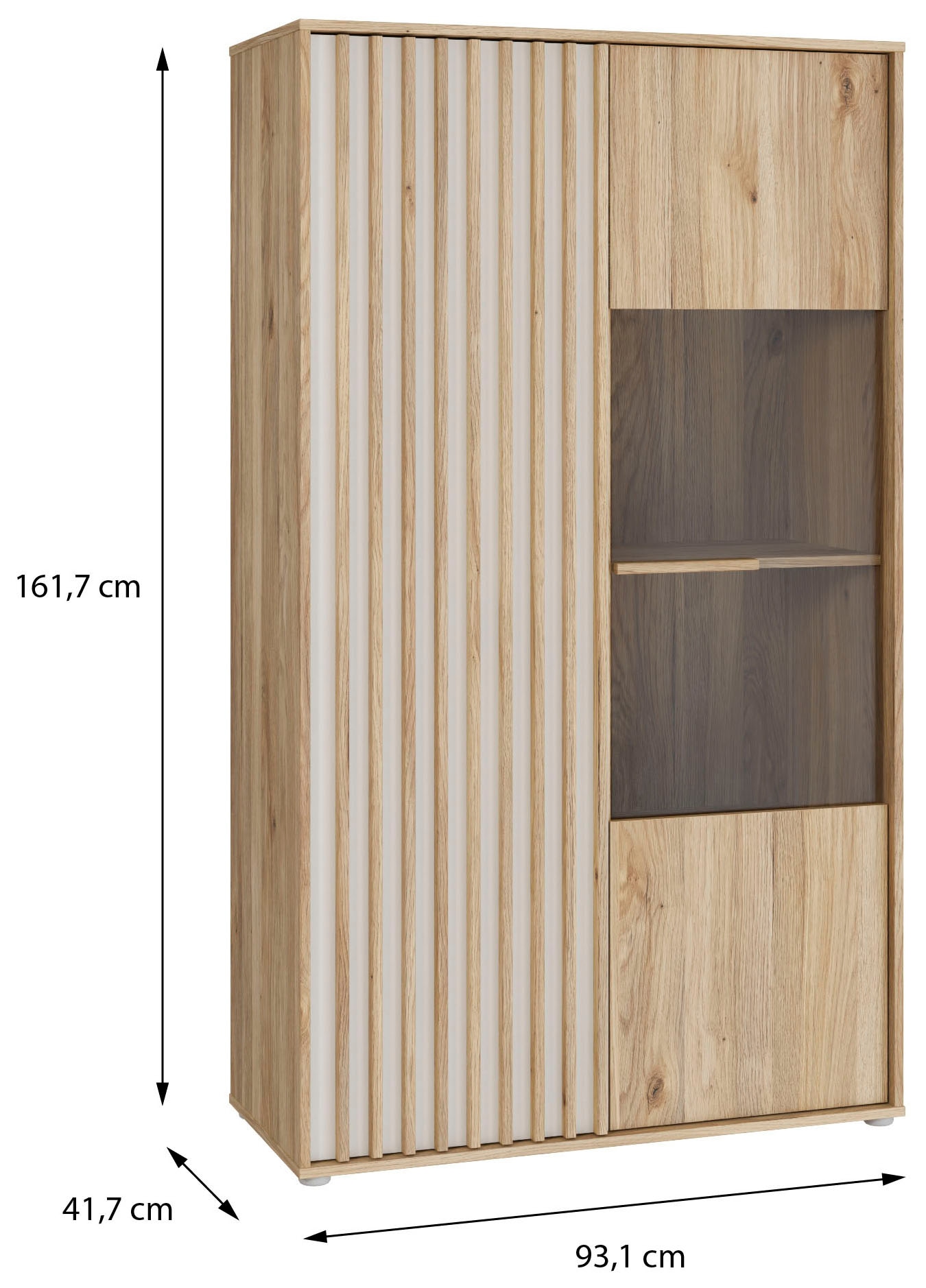 FORTE Highboard »Forte Arank Highboard, Glastüre, Beleuchtung optional bestellbar«