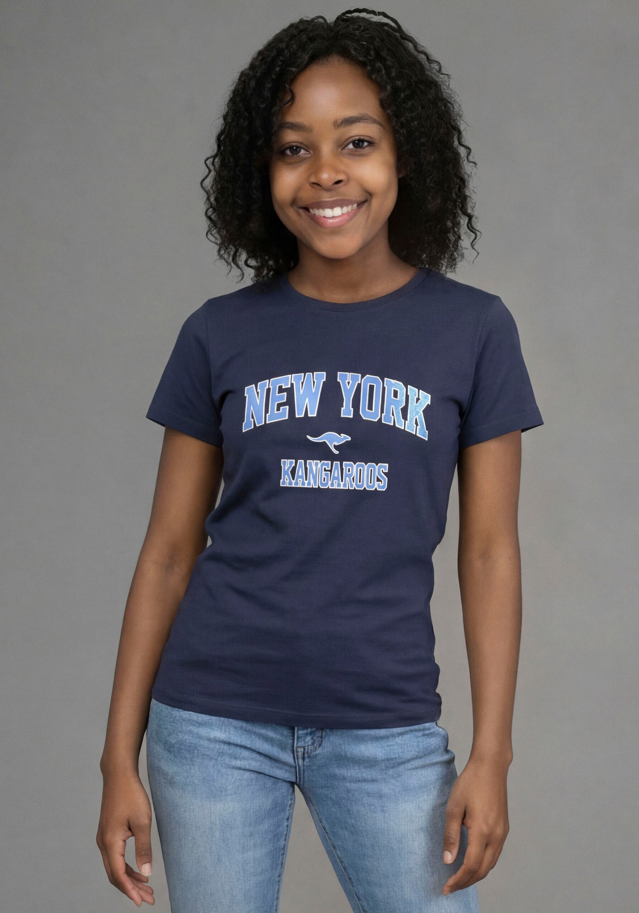 KangaROOS T-Shirt "Kangaroos Shirt mit NEW YORK Druck" für Mädchen, Kurzarm, bedrucktes Design, Basic Passform