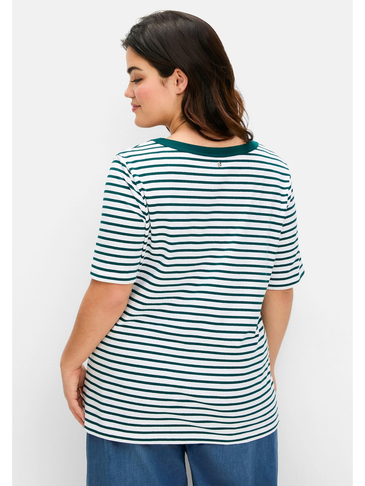 Sheego T-Shirt "Große Größen", mit V-Ausschnitt, in Rippstruktur günstig online kaufen