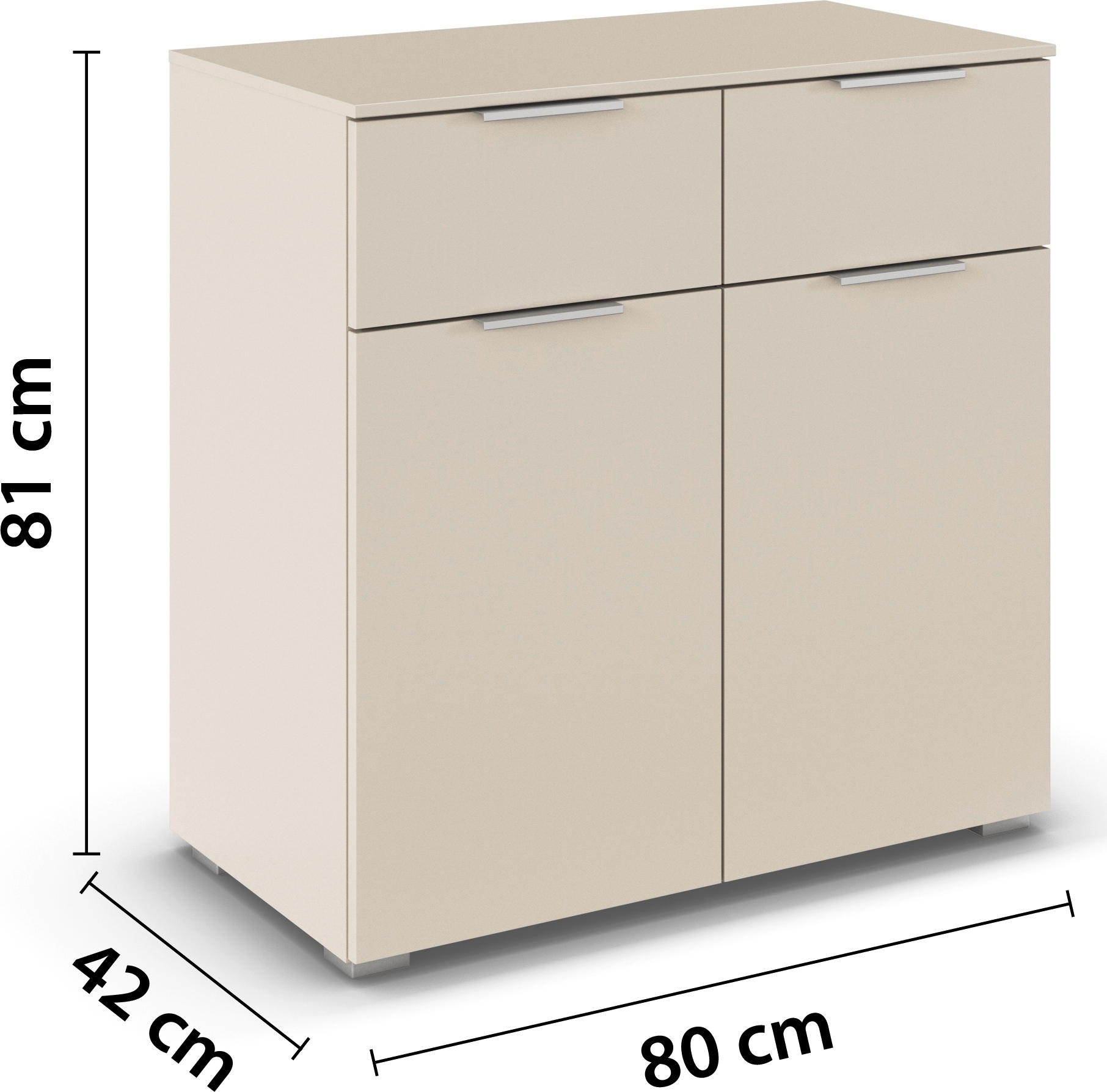 rauch Kombikommode »Sideboard Schubladenkommode CORTONA mit Dekor-Front« Breite 80 cm inkl. Soft-Close-Funktion,  mit 2 Schubladen und 1 verstellbaren Einlegeboden MADE IN GERMANY