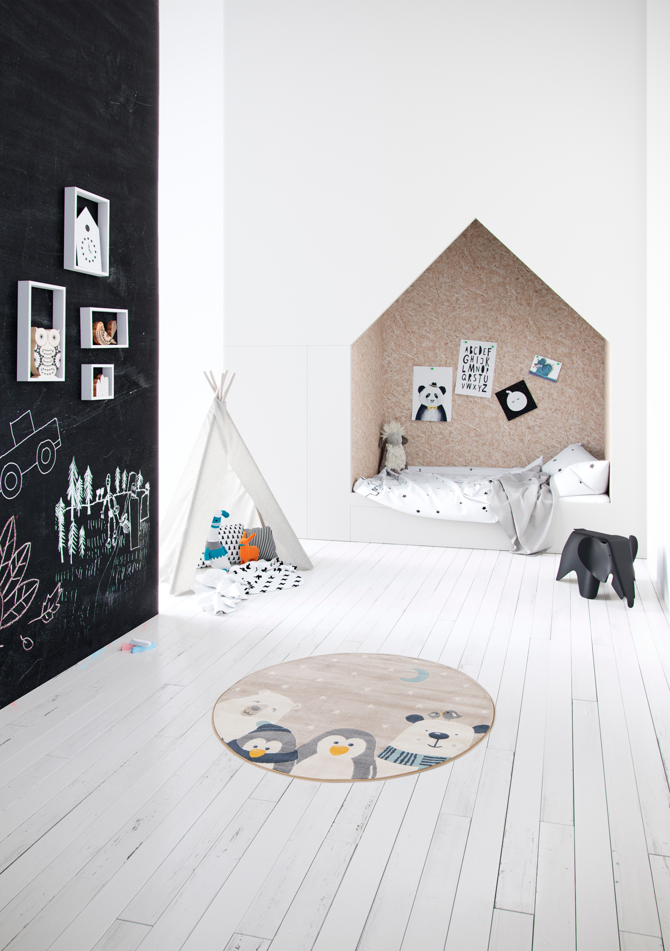 Primaflor-Ideen in Textil Kinderteppich "COCOON - Sternenfreunde" rund 6 mm günstig online kaufen