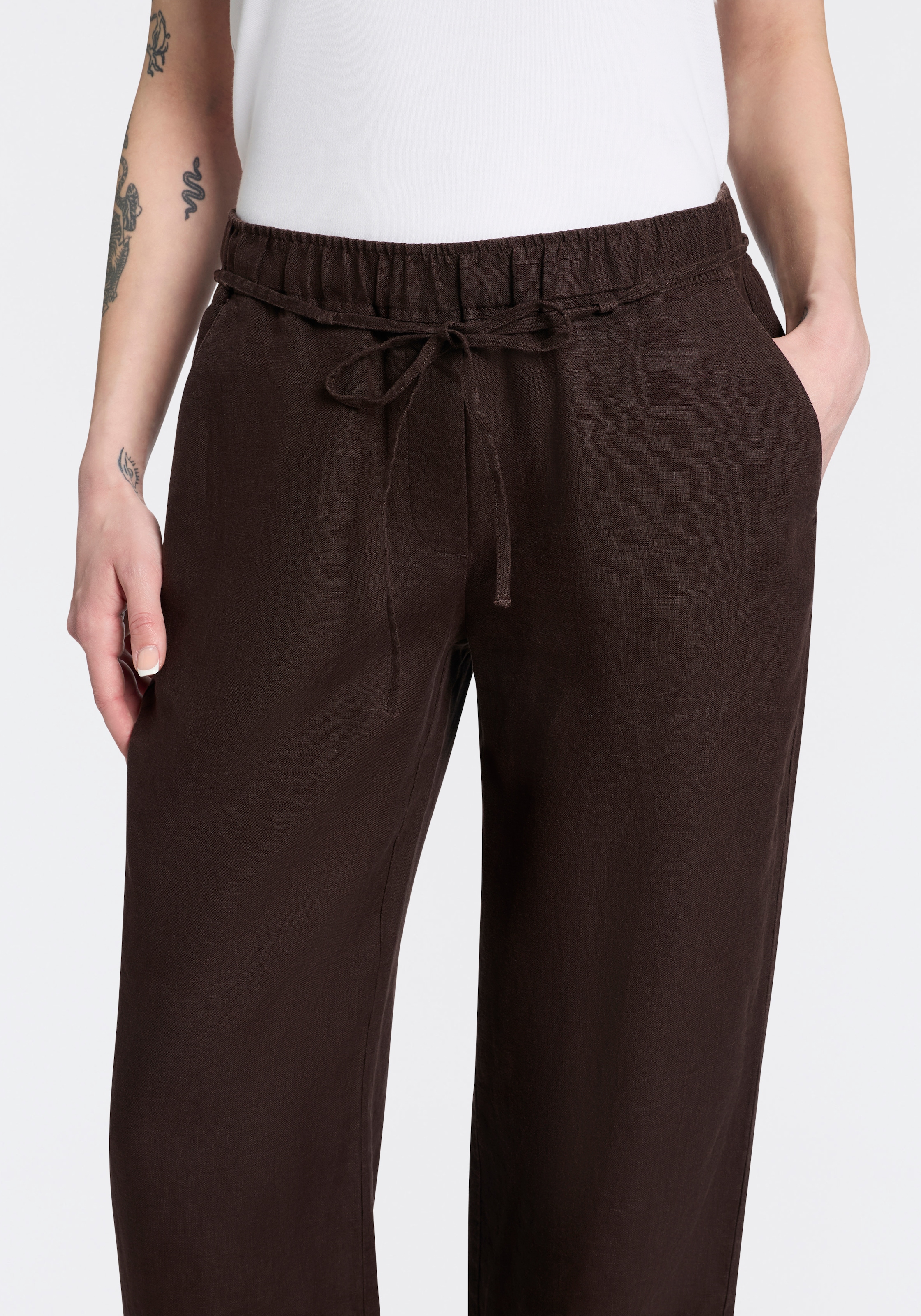 MAC Leinenhose »CHIARA BELT«  Sommerhose Wide Fit, mit geradem, weitem Bein