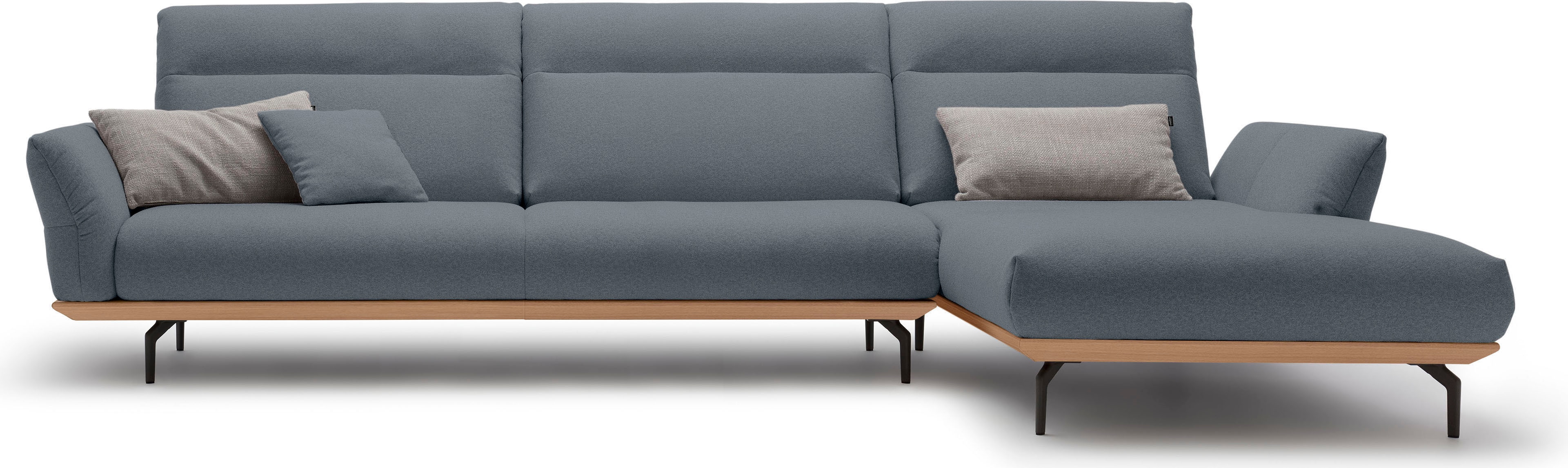 Creation BY ROLF BENZ Ecksofa "CR.460, Design-Sofa der Extraklasse, verstellbare Rückenlehne, L-Form" Sockel in Eiche, Winkelfüße in Umbragrau, Breite 338 cm