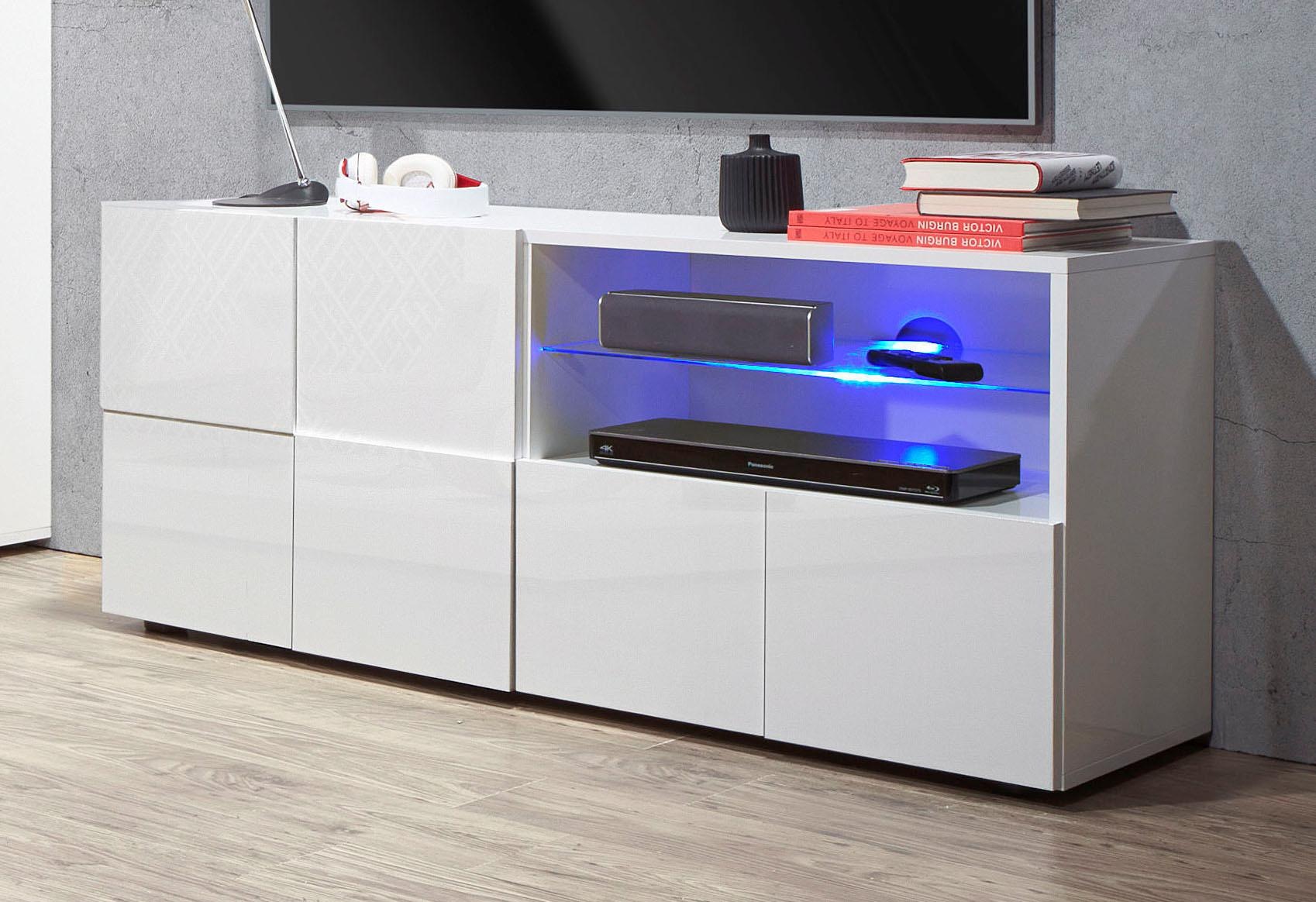 INOSIGN Lowboard »Dama Breite 121 cm, TV-Board 1 Tür, 1 Schubkasten, TV-Schrank«, Front in 3D-Optik, grifflos, verschiedene Farben