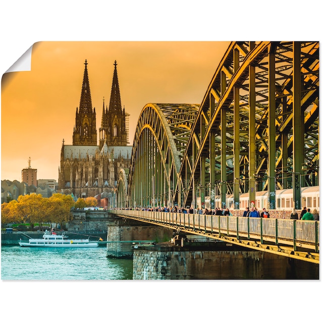 Artland Wandbild »Kölner Dom mit Hohenzollernbrücke«, Deutschland, (1 St.),  als Alubild, Leinwandbild, Wandaufkleber oder Poster in versch. Größen  bestellen | BAUR