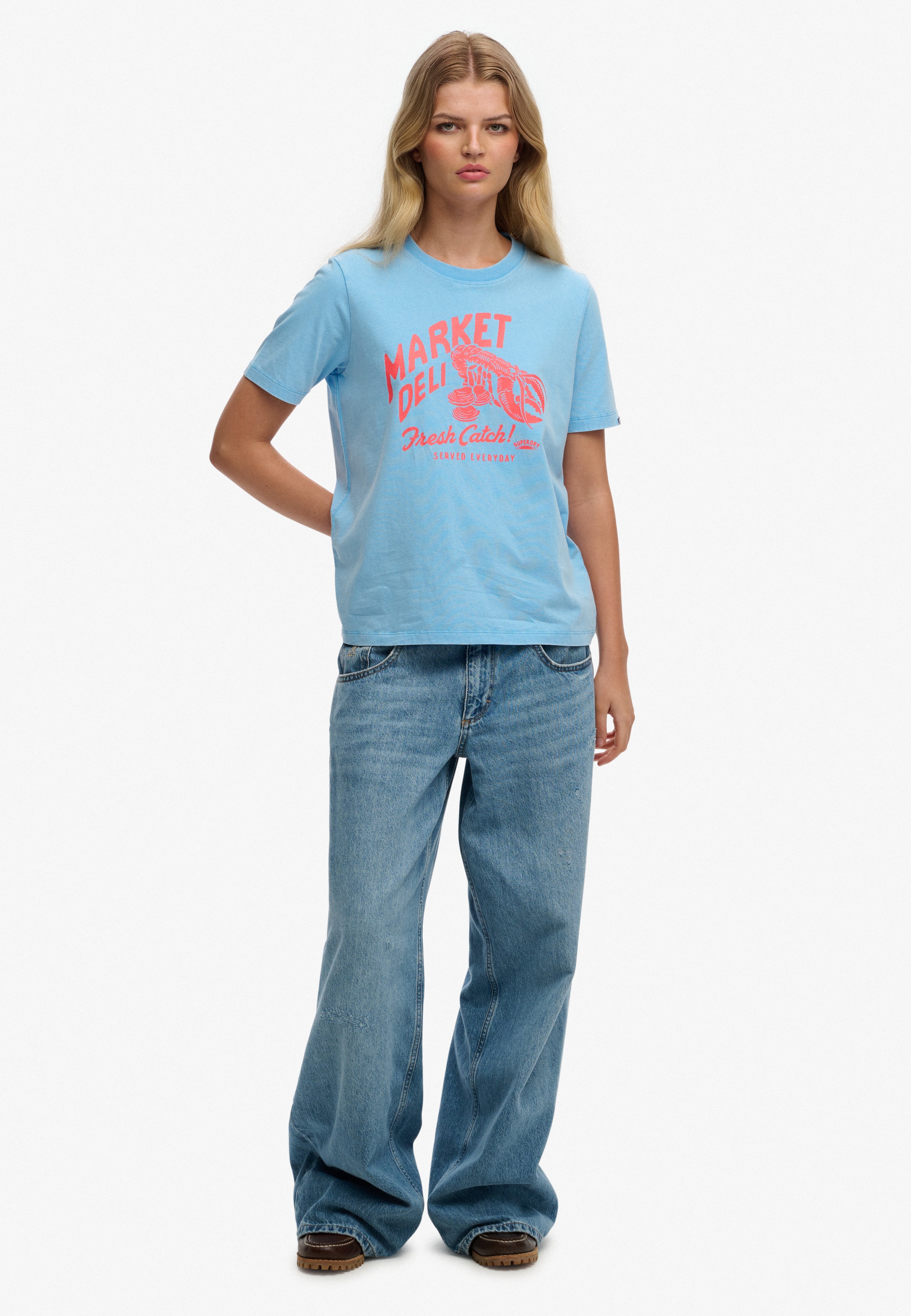 Superdry Print-Shirt »ROADSIDE TRADE RELAXED TEE« aus Baumwolle in Single Jersey, Relaxed Fit, Kurzarm