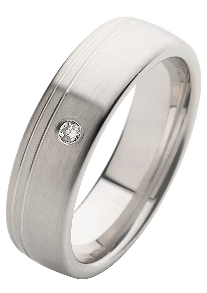 FIRETTI Damen Trauring "Schmuck Geschenk Hochzeit Ehering Trauring "LIEBE"", 18, 0,03 SI = kleine Einschlüsse mit Brillant, Silber 925