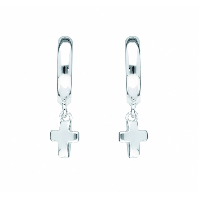 Adelia´s Paar Ohrhänger »1 Paar 925 Silber Ohrringe / Creolen Kreuz Ø 11,7  mm«, Silberschmuck für Damen & Herren | BAUR