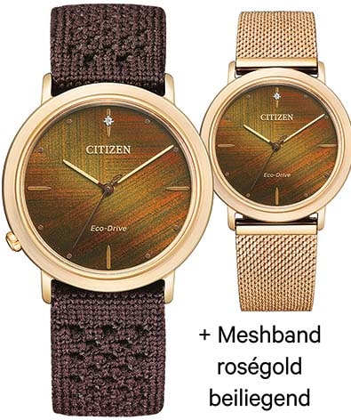 Citizen Solaruhr »EM1003-48X«, (Set, 2 tlg., mit Wechselband), Armbanduhr, Damenuhr, Saphirglas