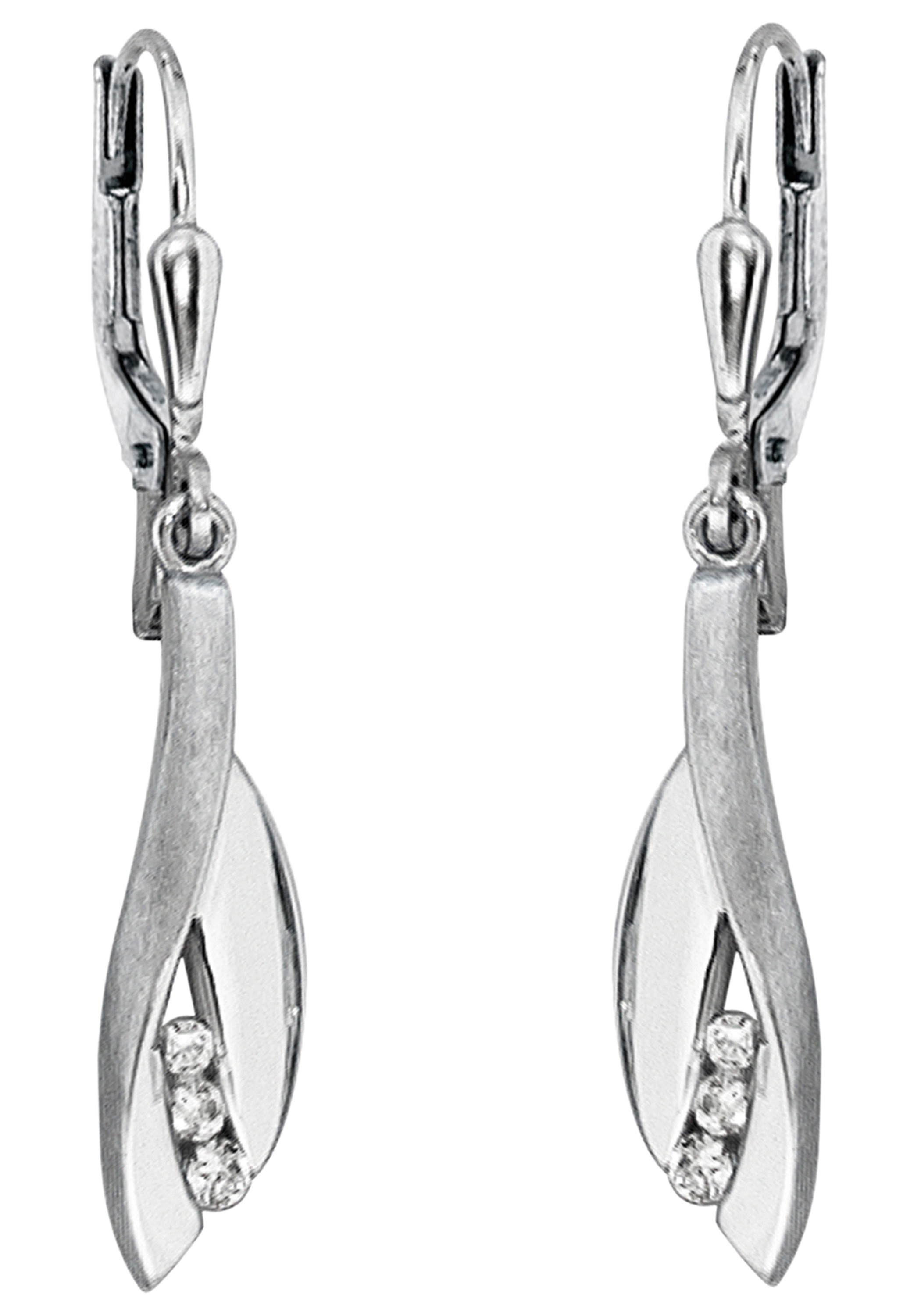 JOBO Paar Ohrhänger 375 Weißgold mit Zirkonia