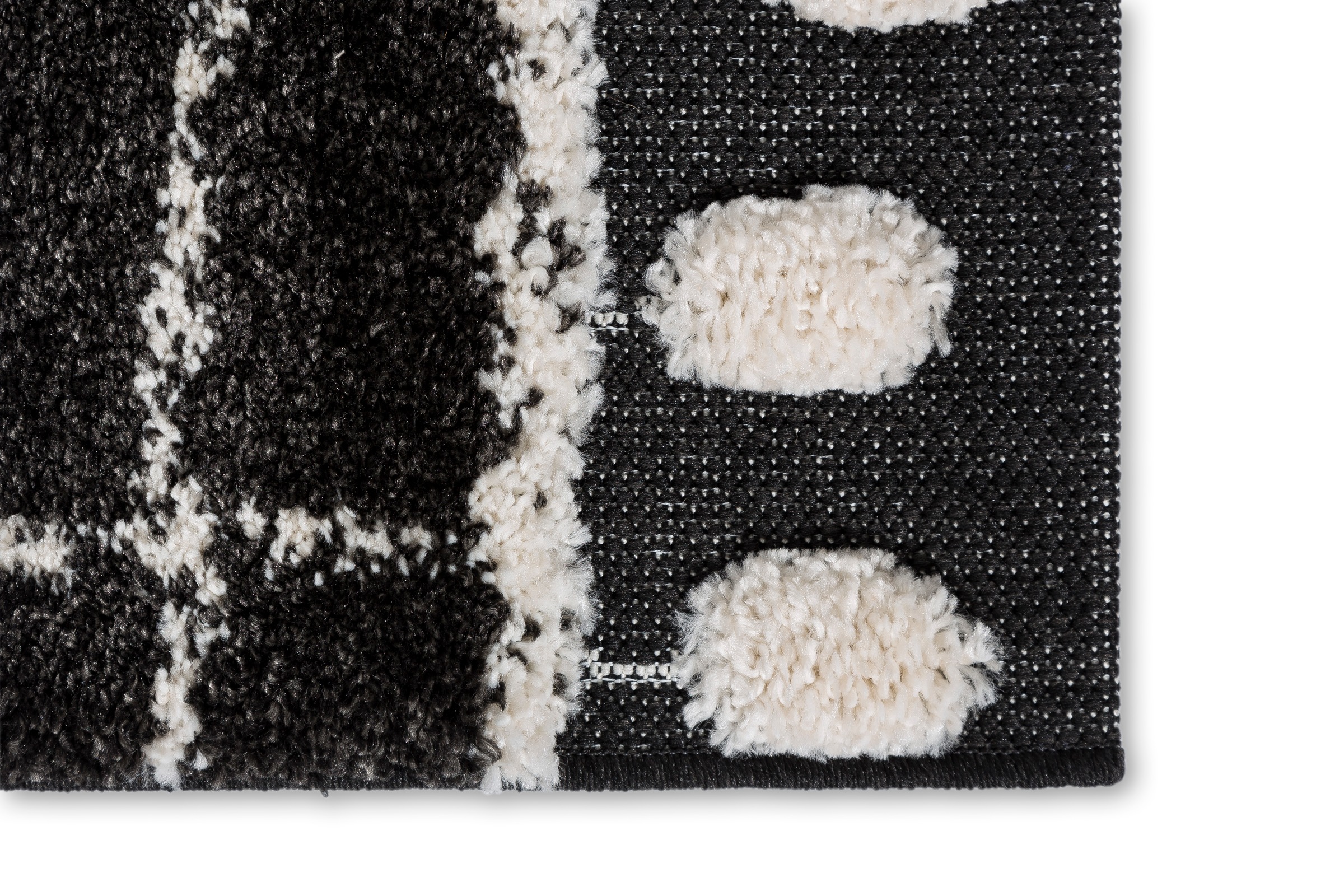 Hochflor-Teppich "Winsome 6318-241", schwarz, B:140cm H:25mm L:200cm, Kunstfaser, SCHÖNER WOHNEN-KOLLEKTION, Teppiche, Langflor, Hoch Tief Struktur, Wohnzimmer, Schöner Wohnen Kollektion 3