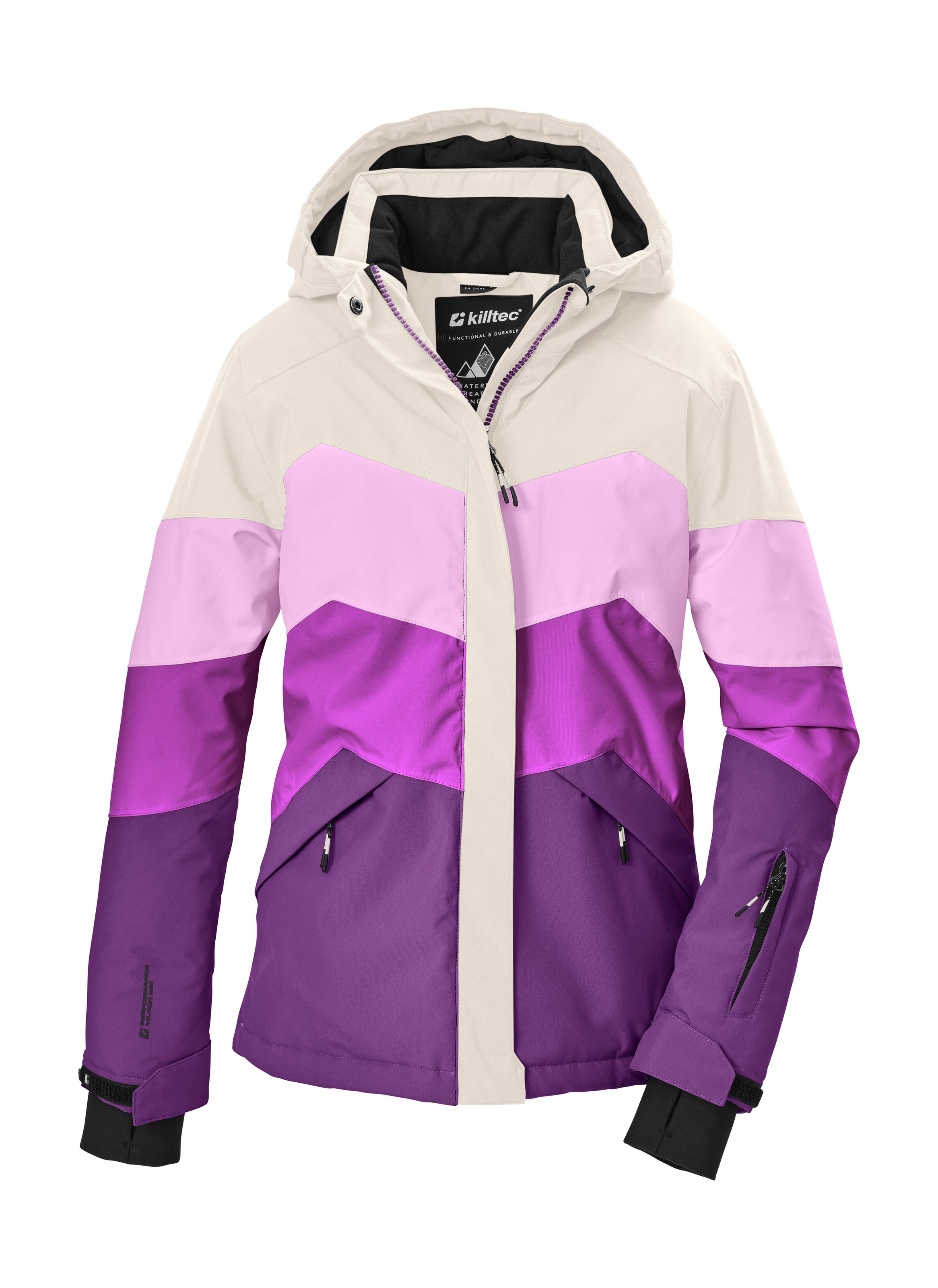 Killtec Skijacke "KSW 188 GRLS SKI JCKT" Kinder Skijacke: wasserdicht, atmungsaktiv, verstellbar, Colourblock