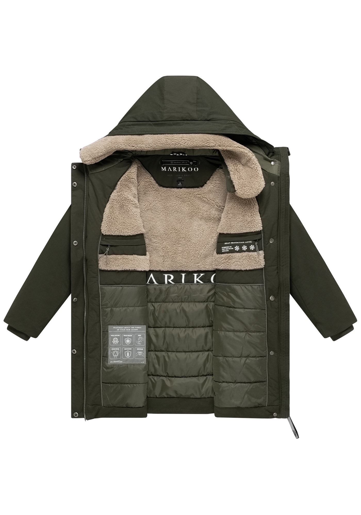 Marikoo »Calistaa« mit Kapuze Warmer Damen Wintermantel mit Taillengürtel und hohem Kragen