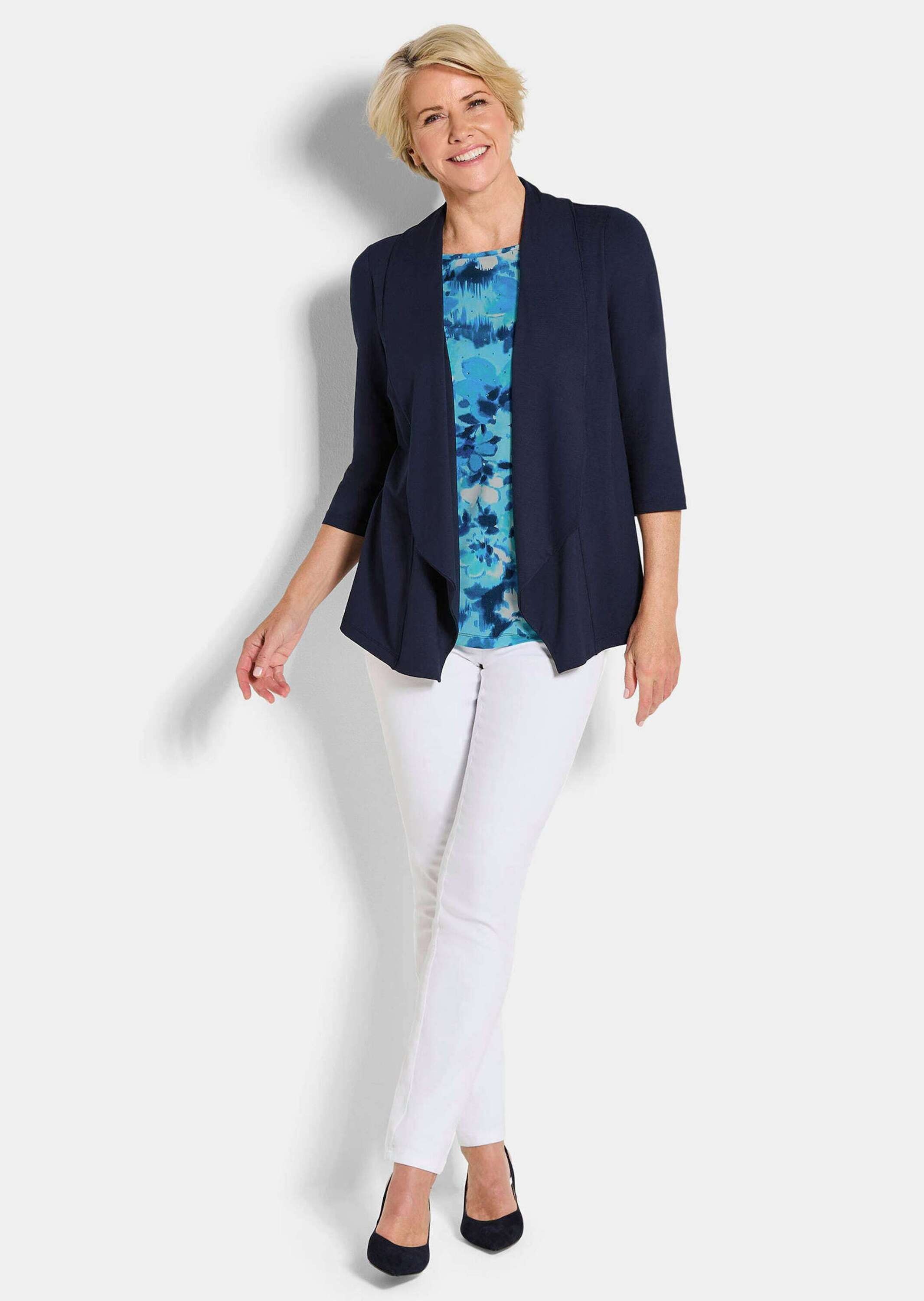 GOLDNER Langarmshirt "Viskoseshirt in Twinset-Optik" Ton in Ton Hotfixe am günstig online kaufen