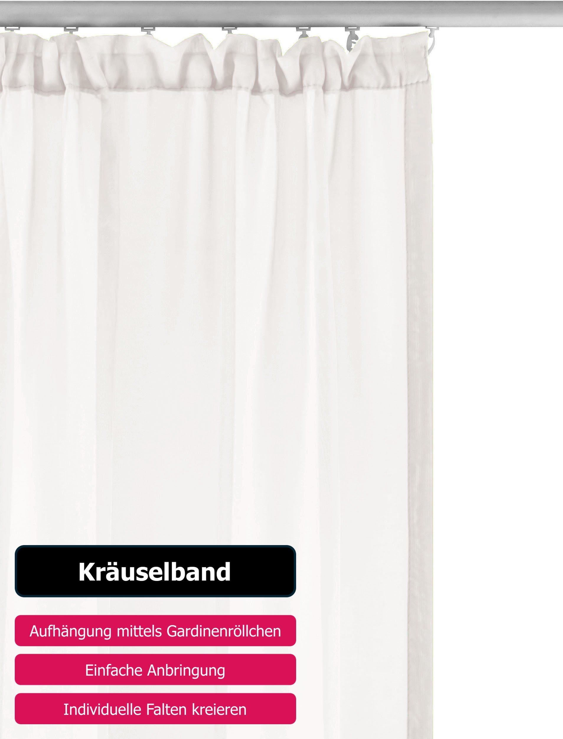 my home Gardine »XANA mit Ösen, Kräuselband oder Schlaufen«, (1 St.), Bestseller, einfarbig, 1 bzw. 2 Schals, pflegeleicht, Schal