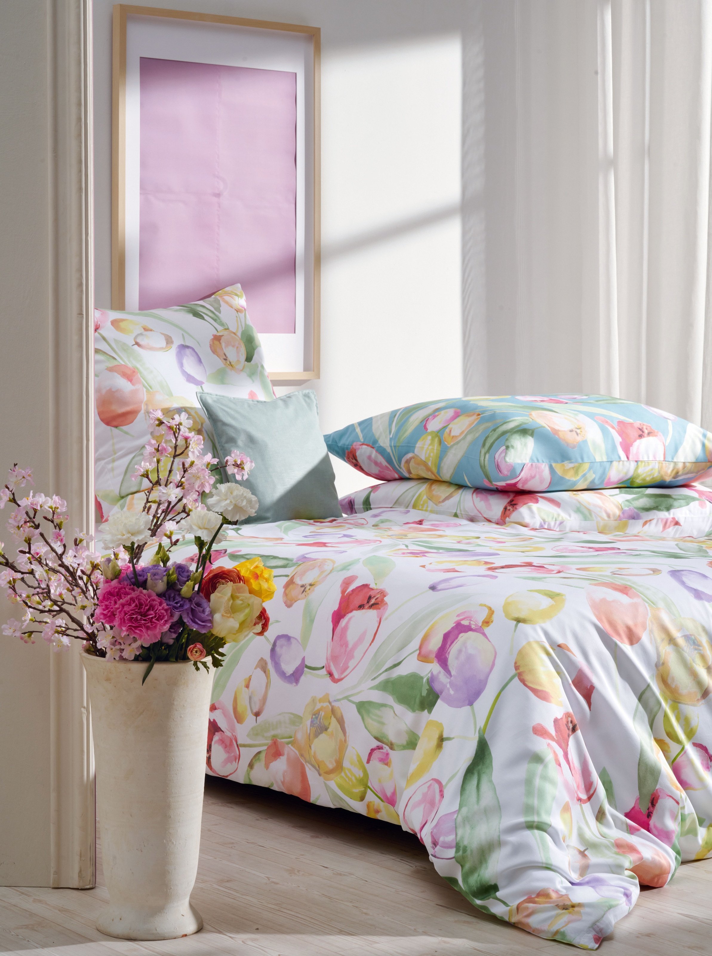 APELT Bettwäsche »Tulip« 2 tlg. Bettwäsche-Set mit Reißverschluss, Baumwoll-Satin, Digitaldruck
