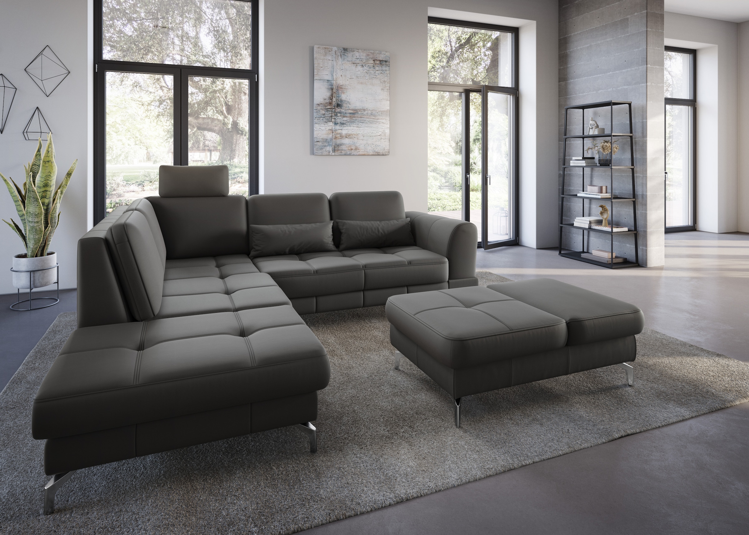sit&more Ecksofa "Bendigo L-Form" inklusive Sitztiefenverstellung, Bodenfreiheit 12 cm, in 2 Fußfarben