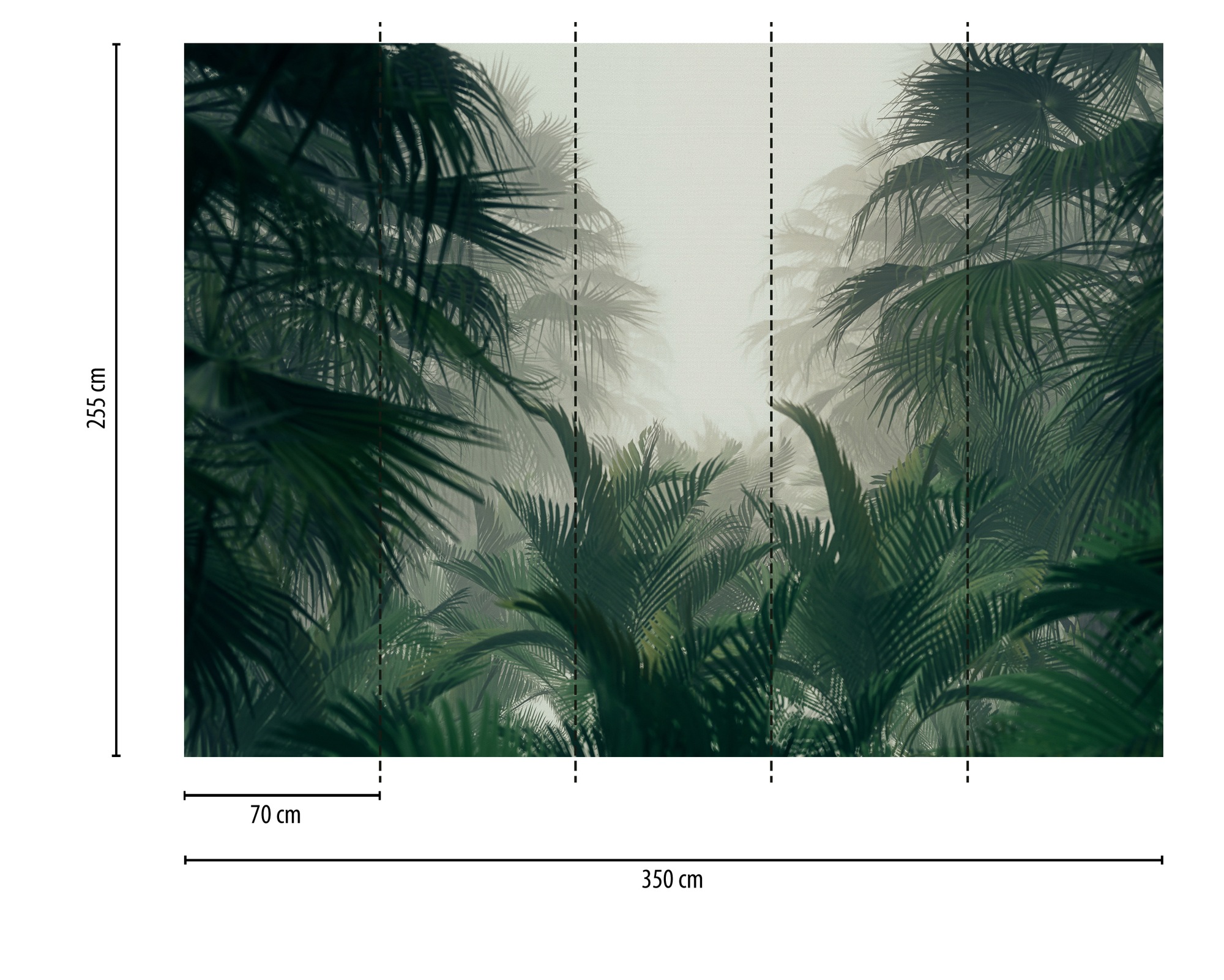 A.S. Création Vliestapete »Dschungelfototapete Nebelgrün Tropisches Palmen« matt strukturiert