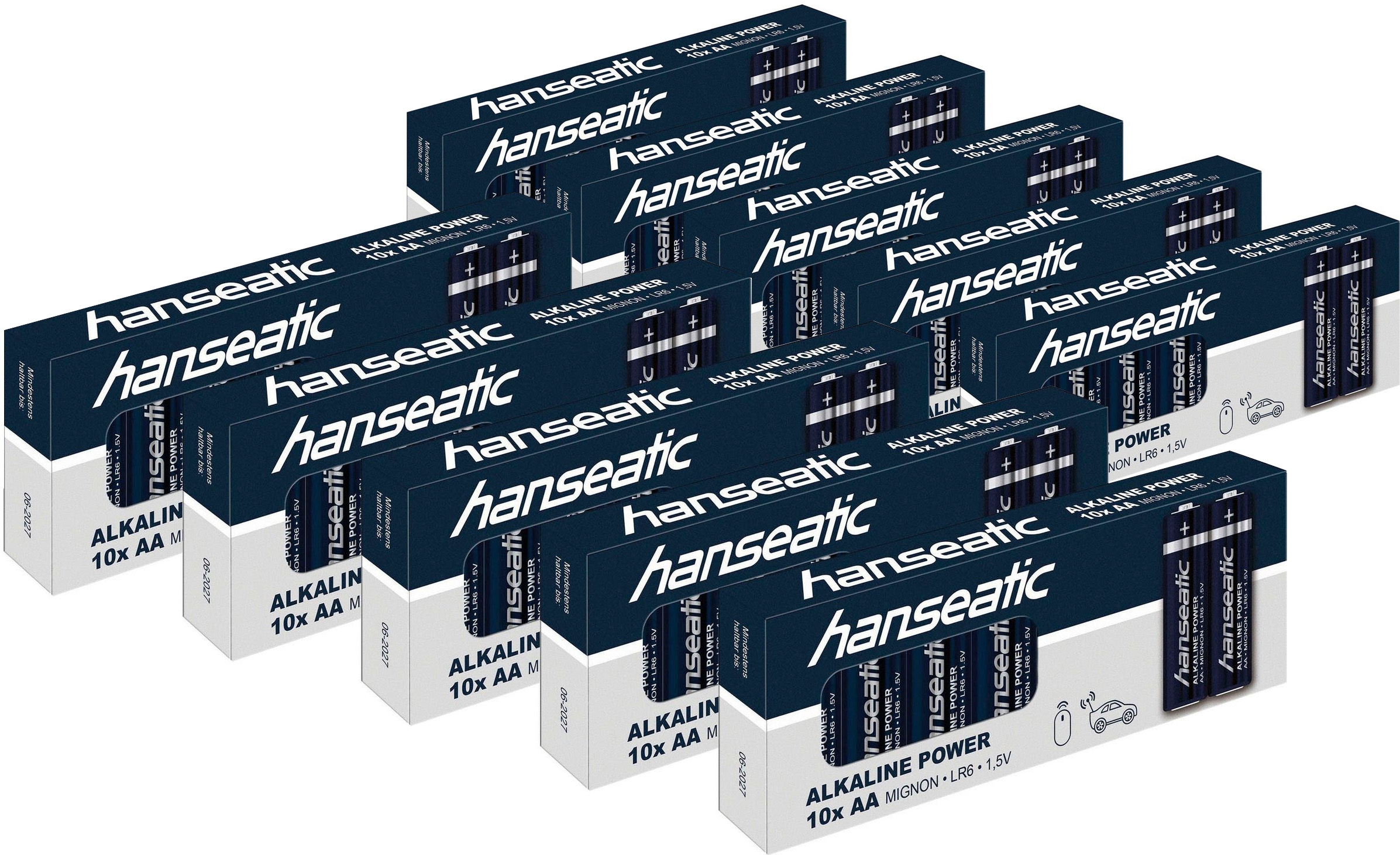 Hanseatic Batterie »100 Stück Alkaline Power, AA Mignon«, LR06, (100 St.)