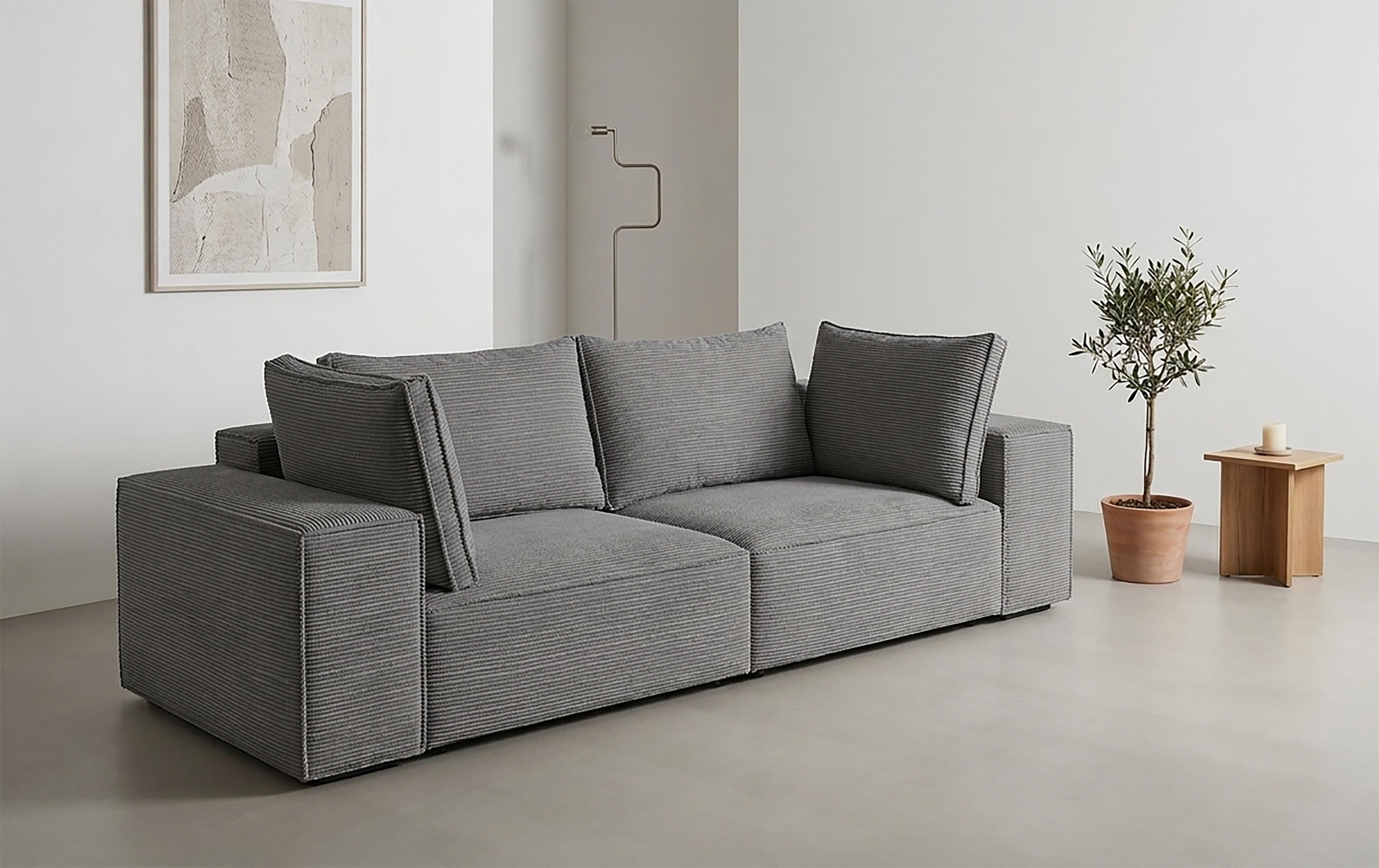 Trends by HG Big-Sofa "Conor XL, B: 268cm, Liegefläche: 138 x 194 cm, in Cord und Velours" mit Schlaffunktion und Bettkasten