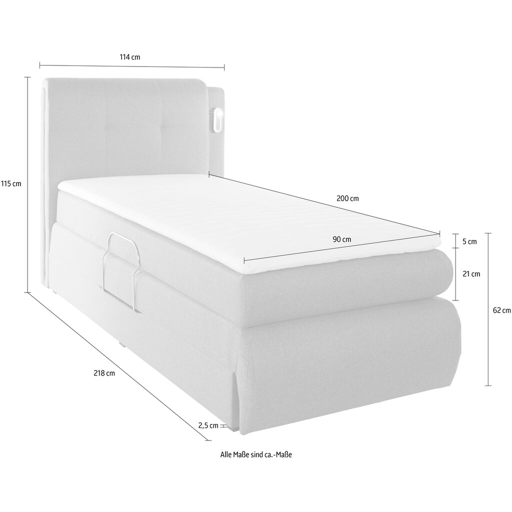 COLLECTION AB Boxspringbett »Borna«, inklusive Bettkasten, LED-Beleuchtung und Topper