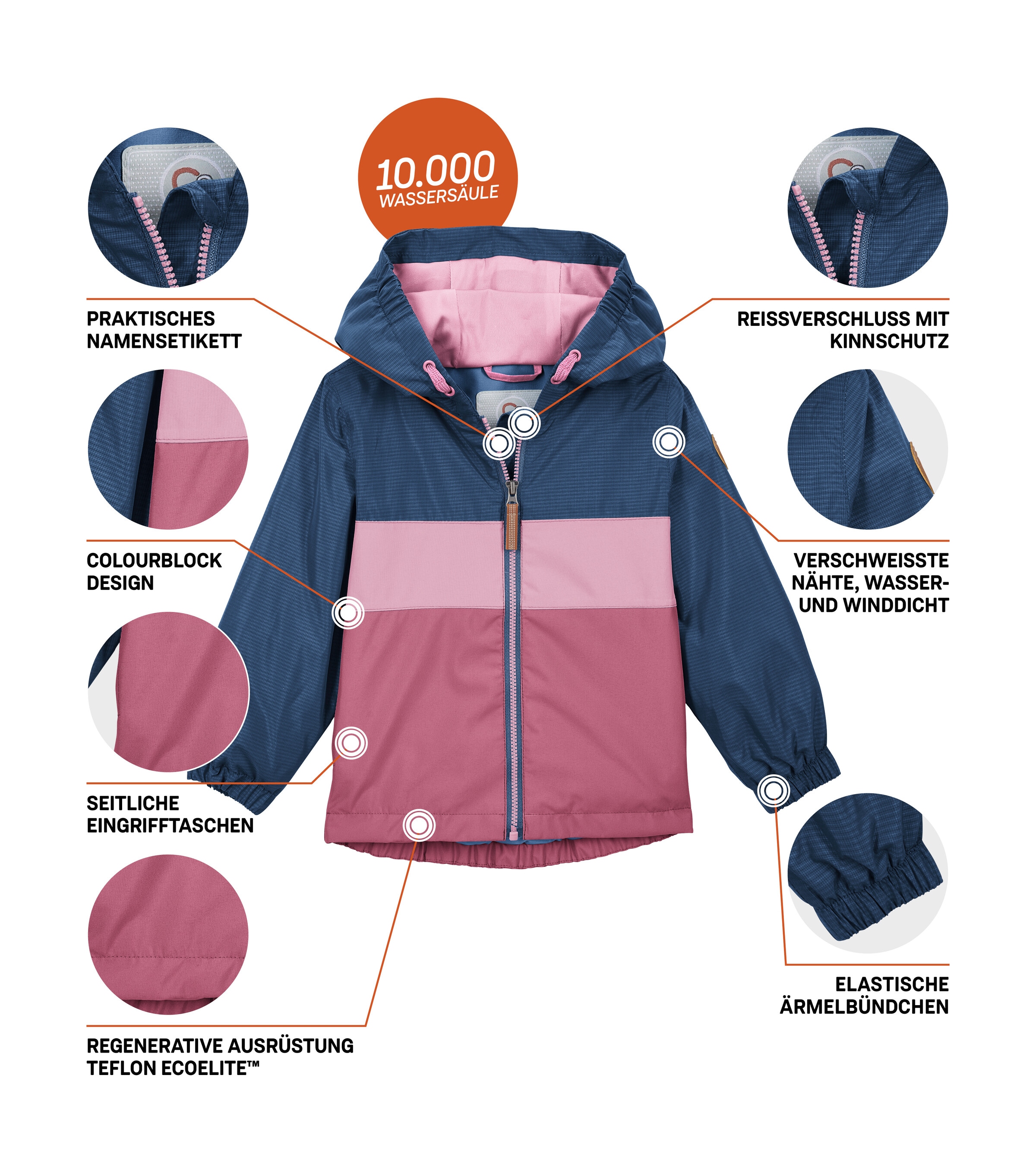 first instinct by killtec Funktionsjacke »FIOS 6 MNS JCKT« Wasser- und winddichte Kinderjacke mit Kinnschutz und Namensetikett